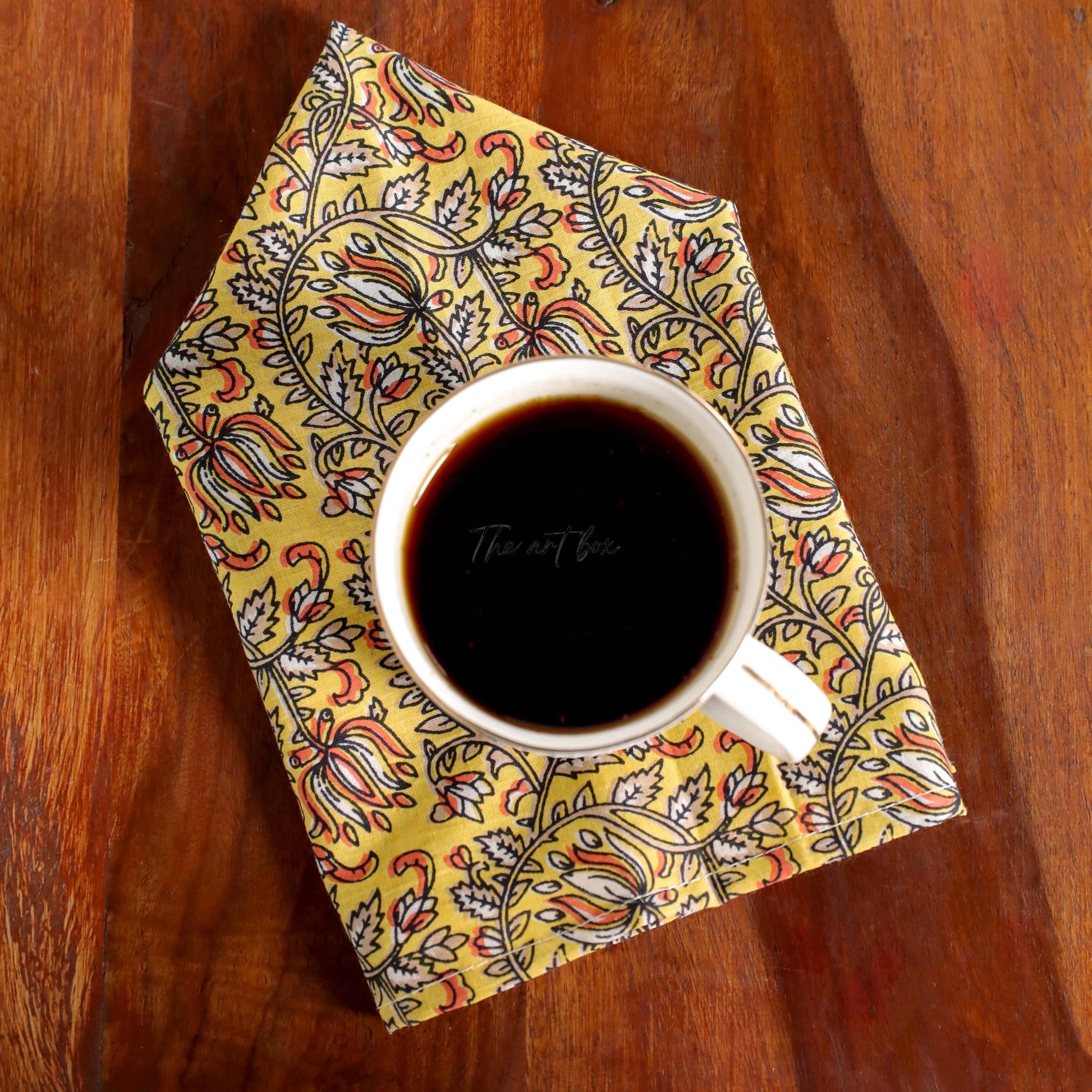 Yellow Cotton Floral Table Napkins