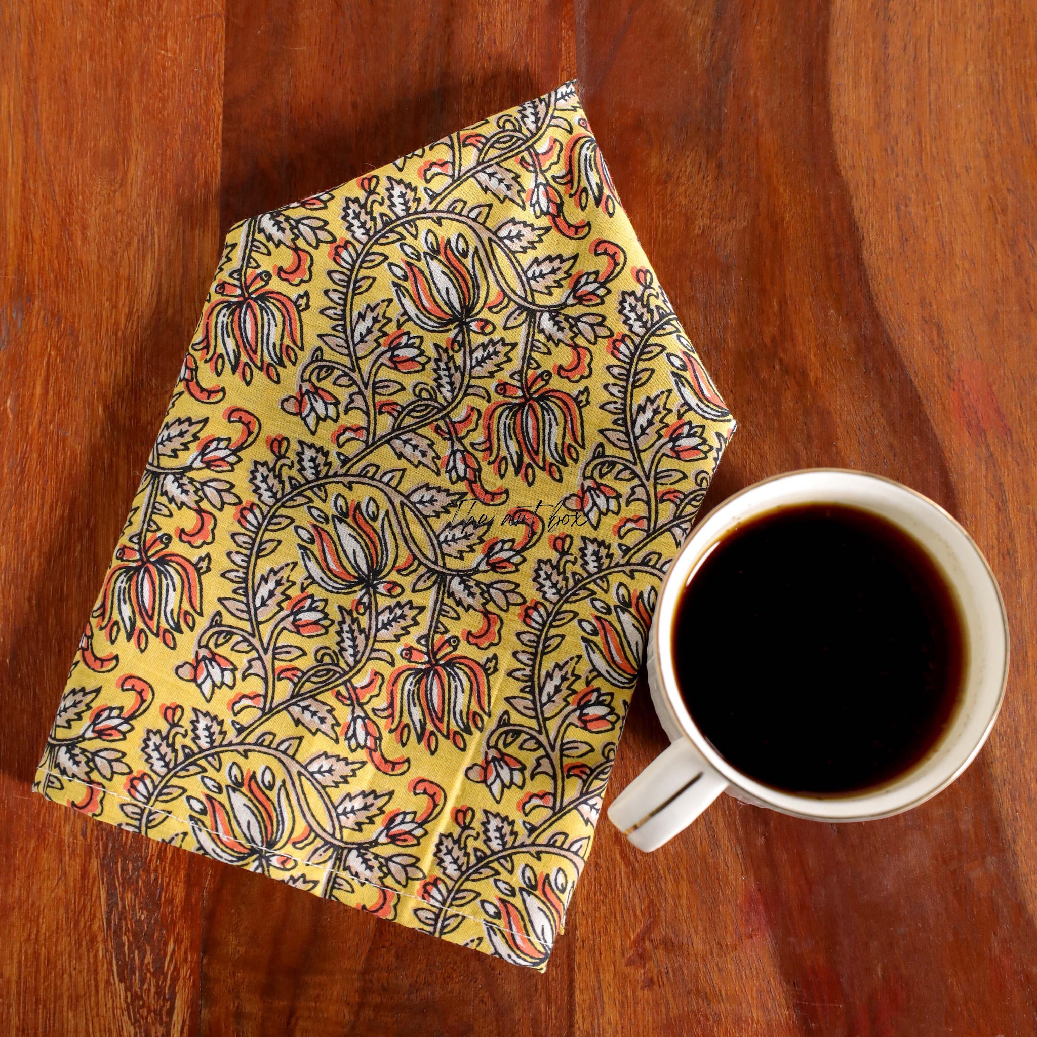 Yellow Cotton Floral Table Napkins