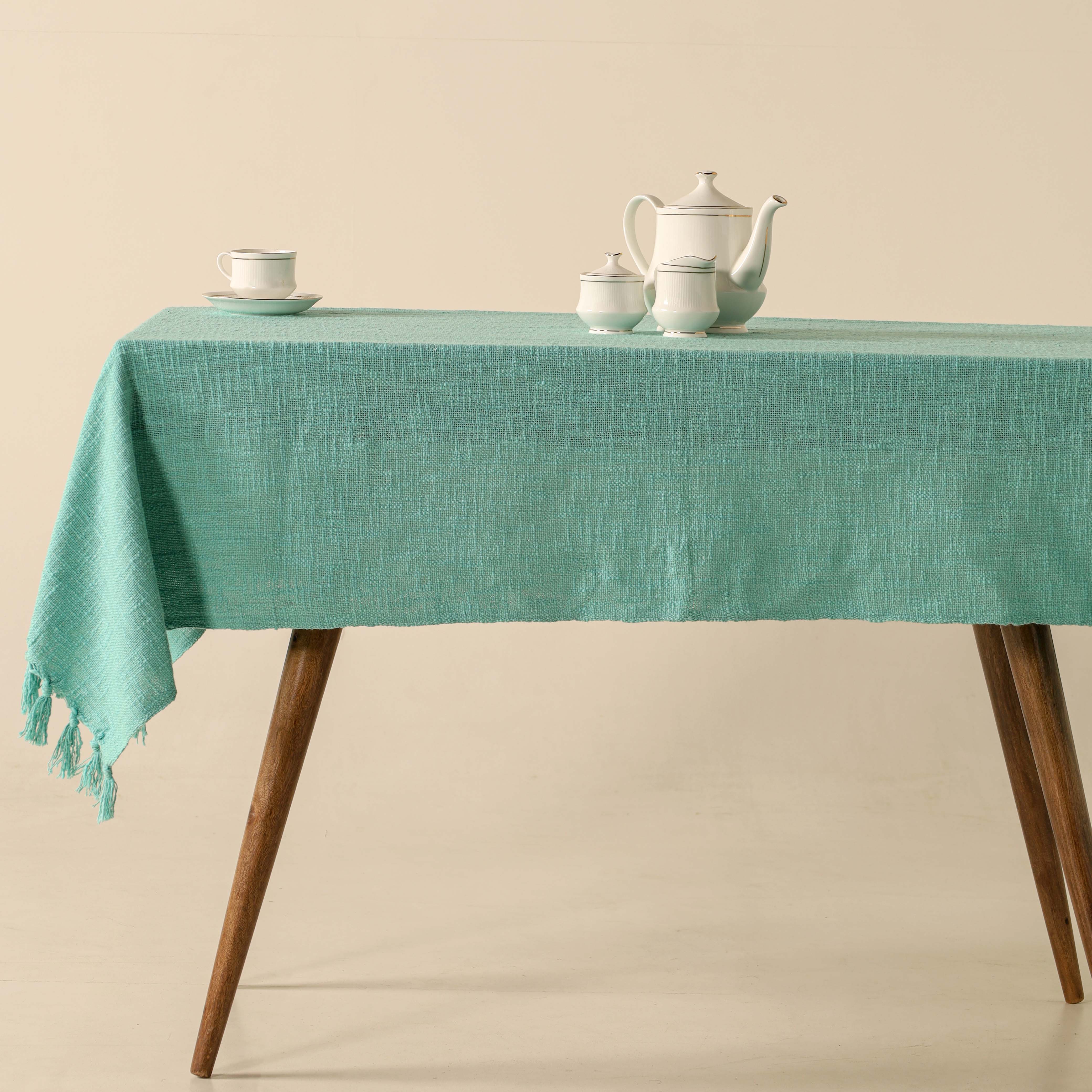 Sea Blue Cotton Tablecloth