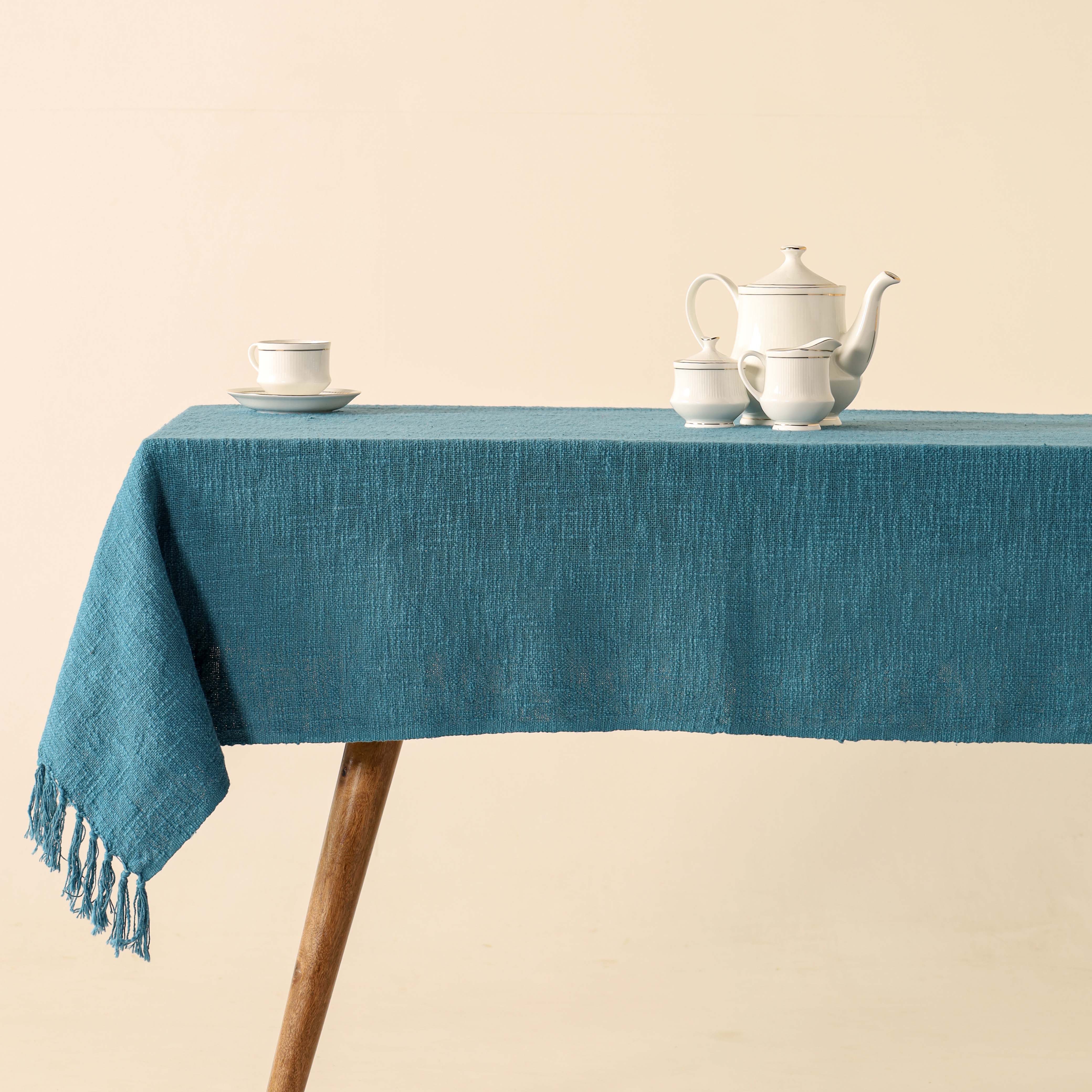 Teal Cotton Tablecloth