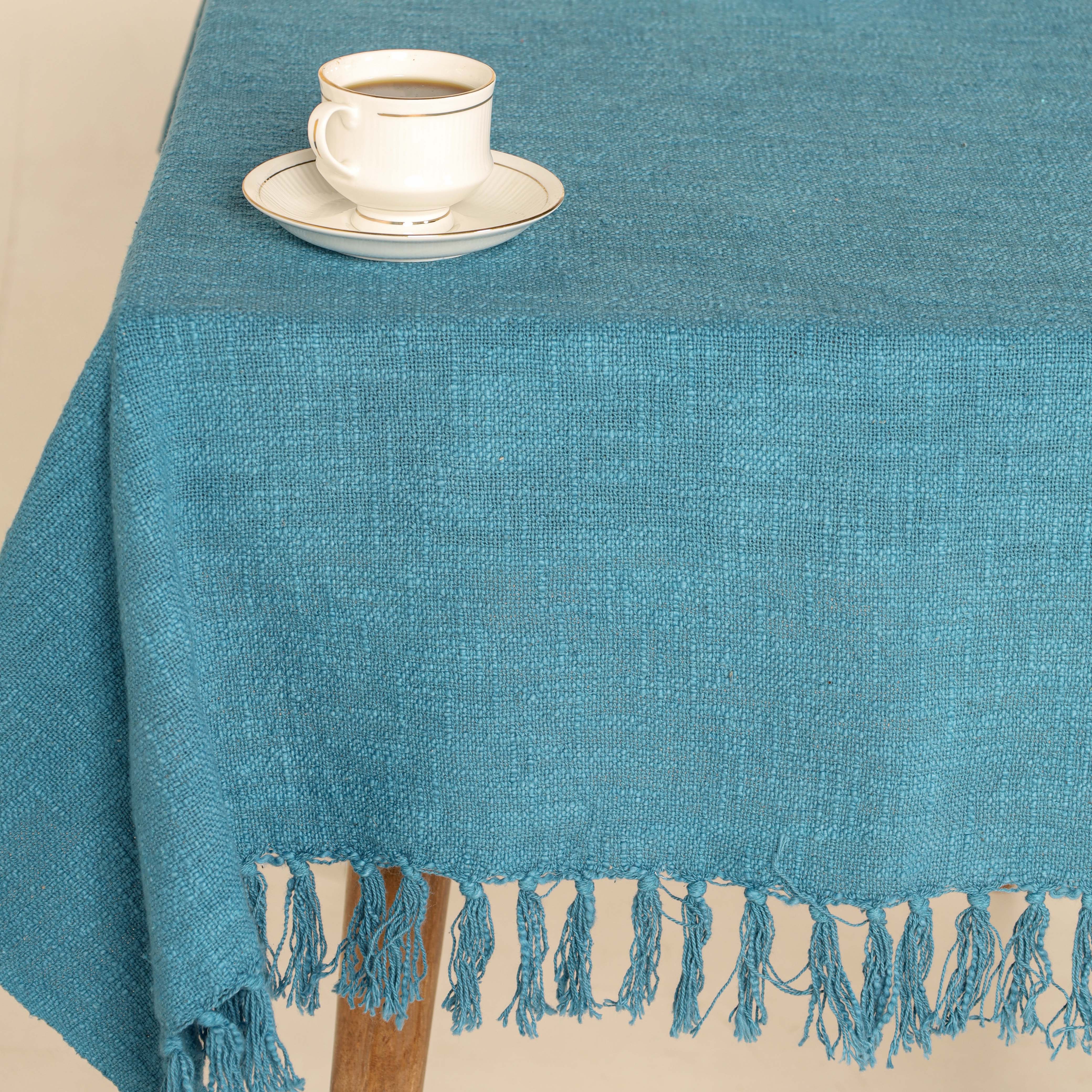 Teal Cotton Tablecloth