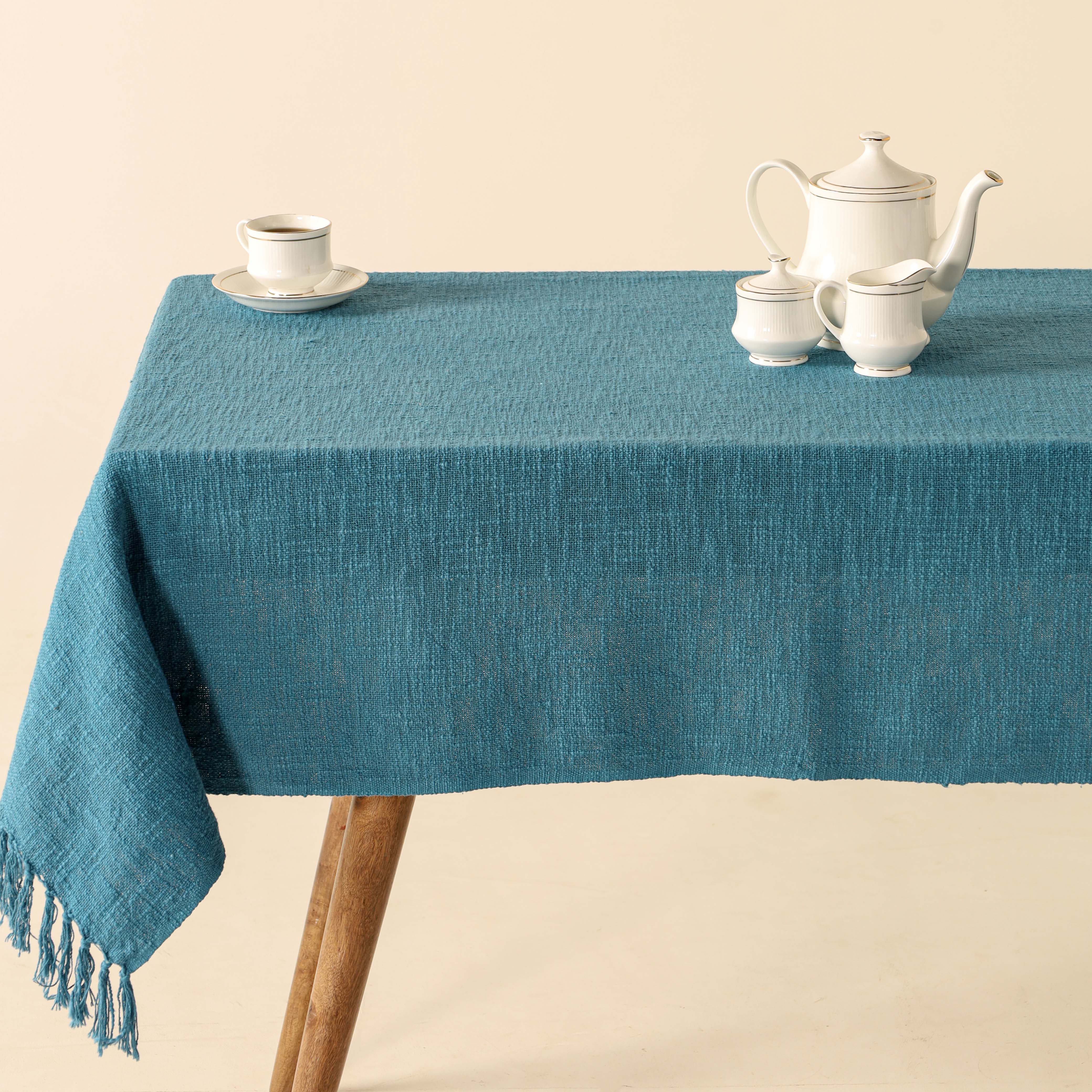Teal Cotton Tablecloth