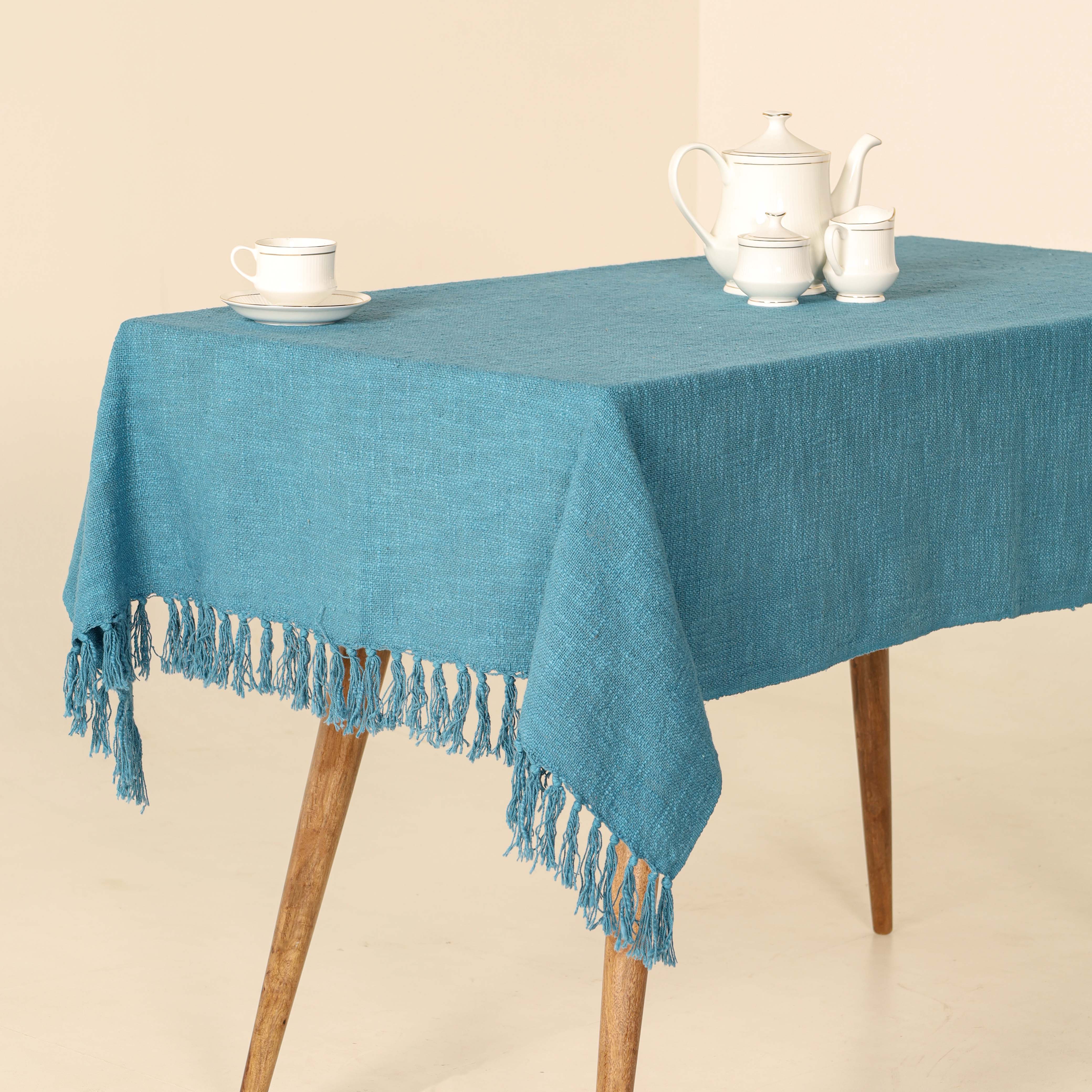 Teal Cotton Tablecloth