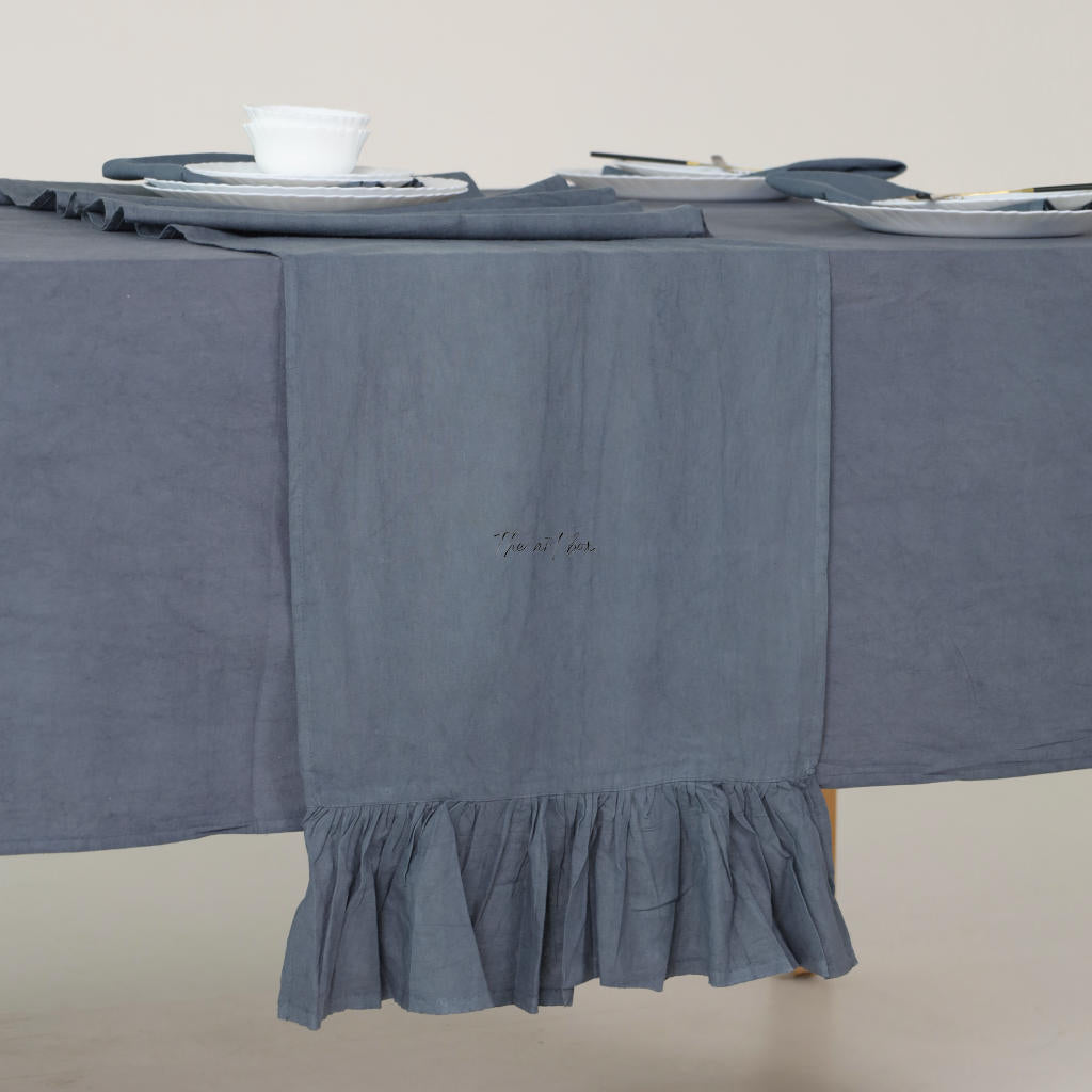 Grey Cotton Table Runner