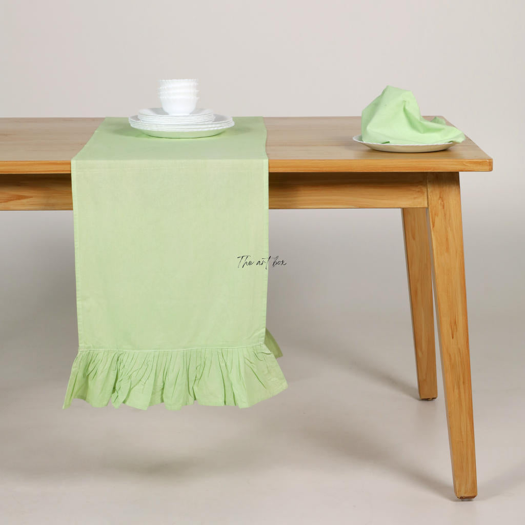 Green Cotton Table Runner