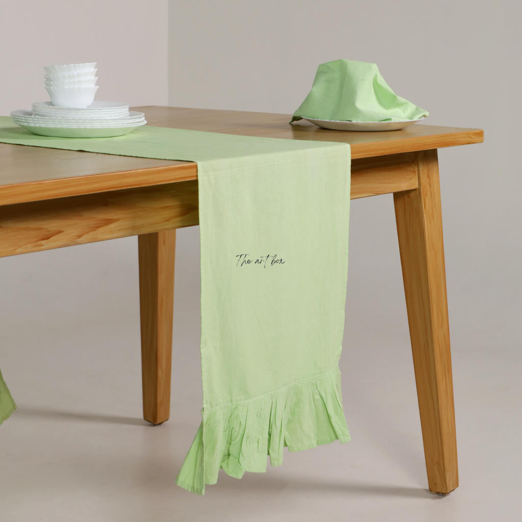 Green Cotton Table Runner
