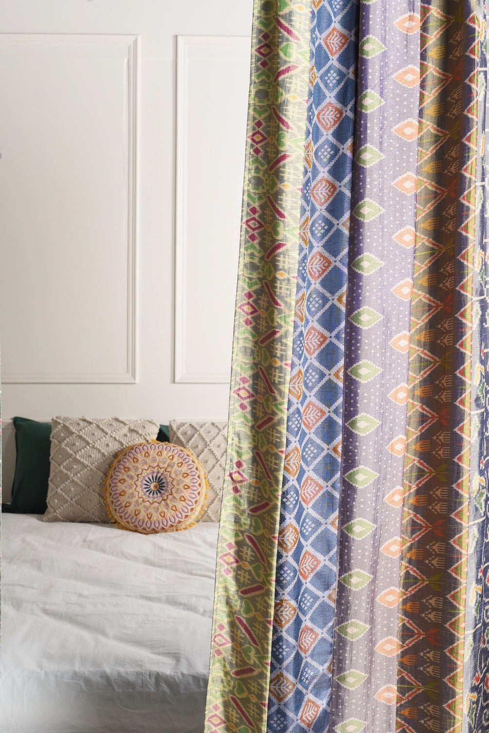 Purple Silk Patchwork Curtains - 2 Panel set