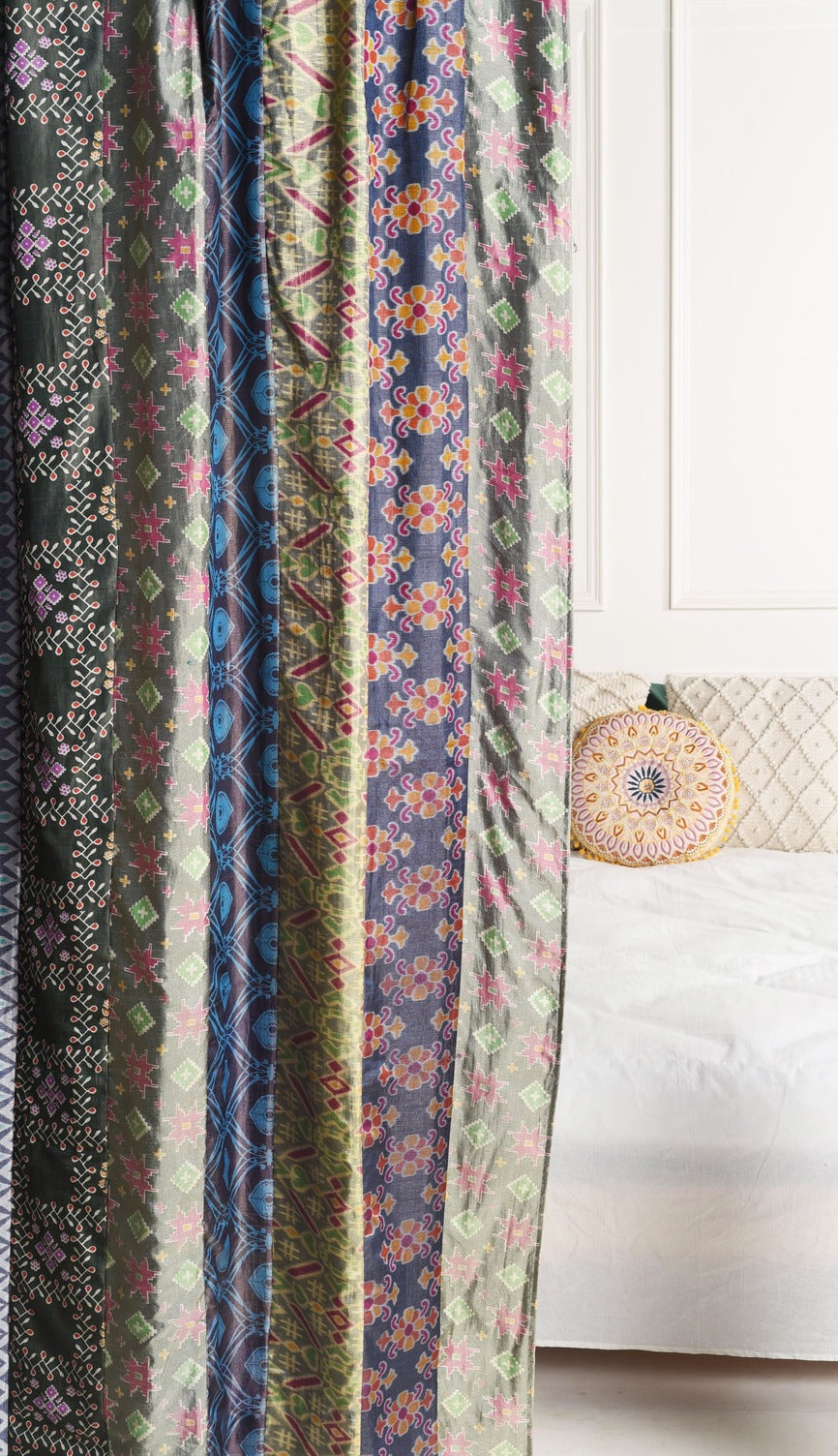Purple Silk Patchwork Curtains - 2 Panel set