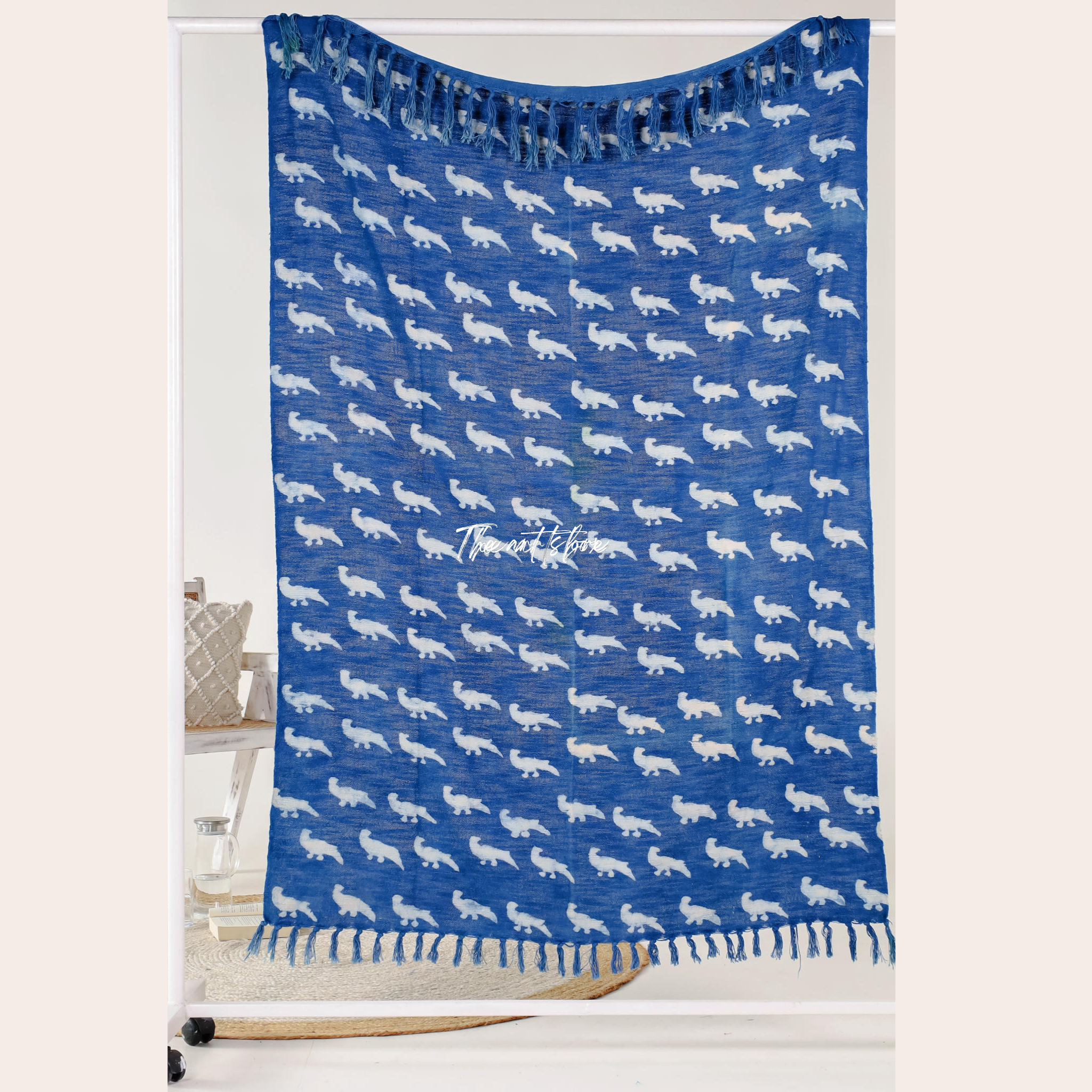 Boho Ethnic Handmade Indigo Print Throw