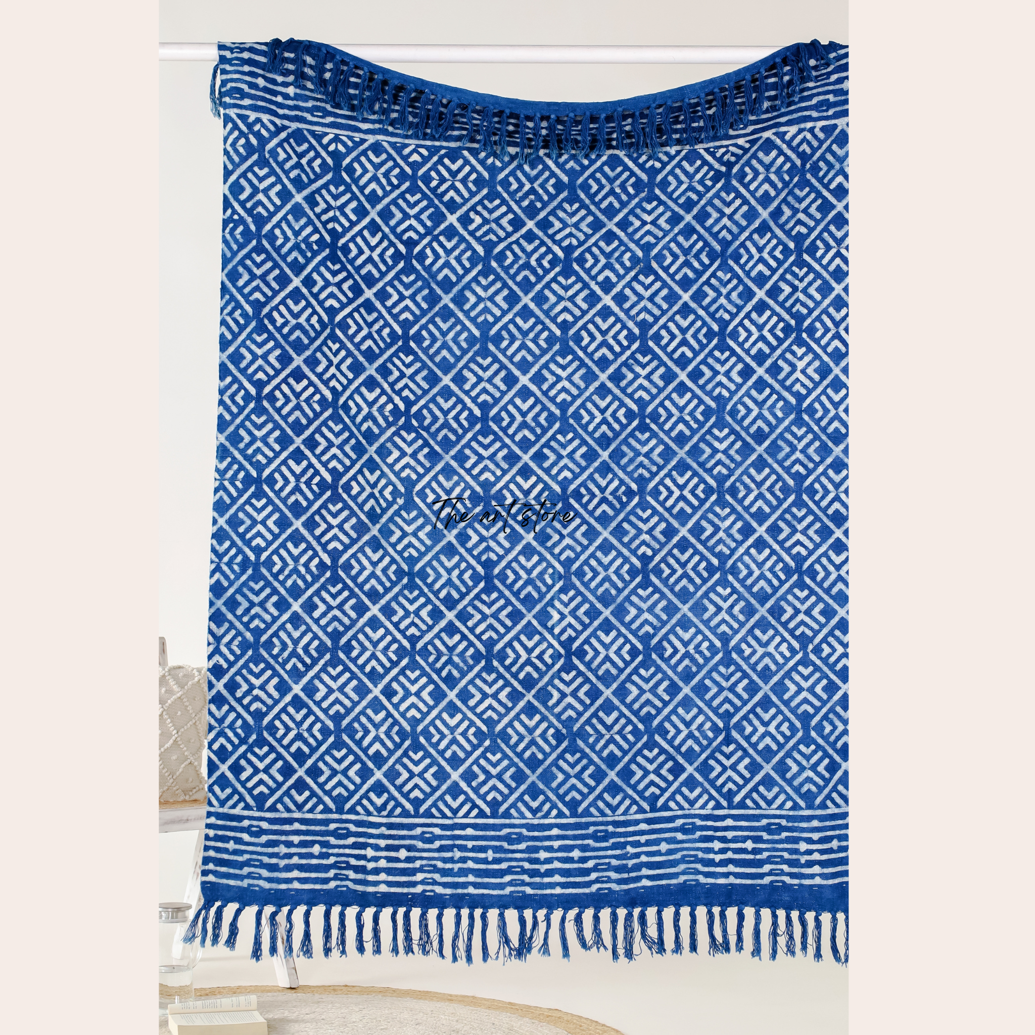 Handmade Rug Indigo Print Throw