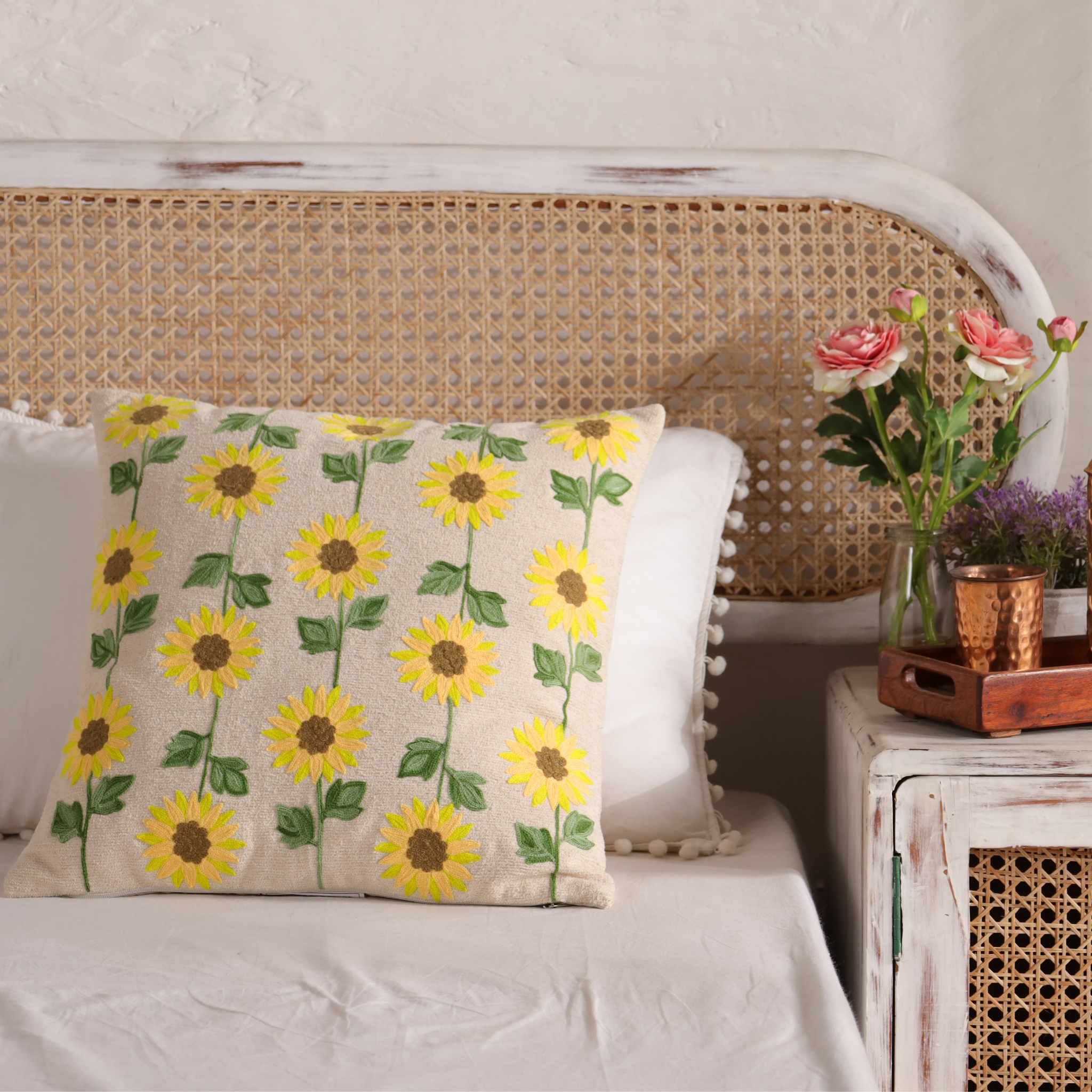 Customized Floral Embroidery Accent Pillow Sham - Personalize Your Decor