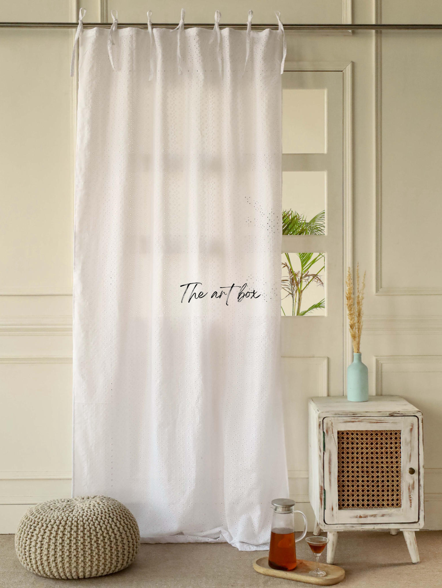 White Cotton Curtains - 1 Panel Set