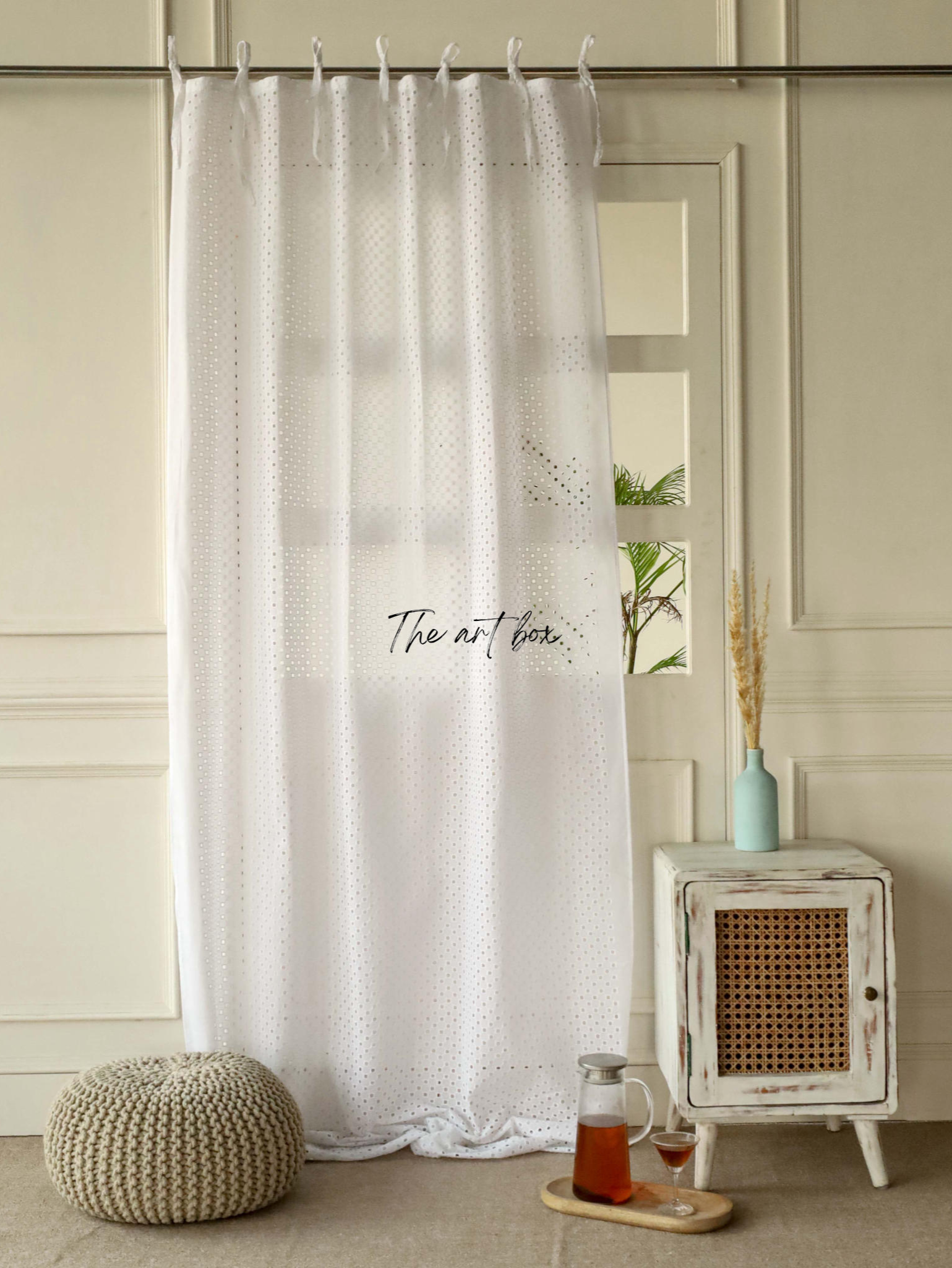 White Cotton Curtains - 1 Panel Set