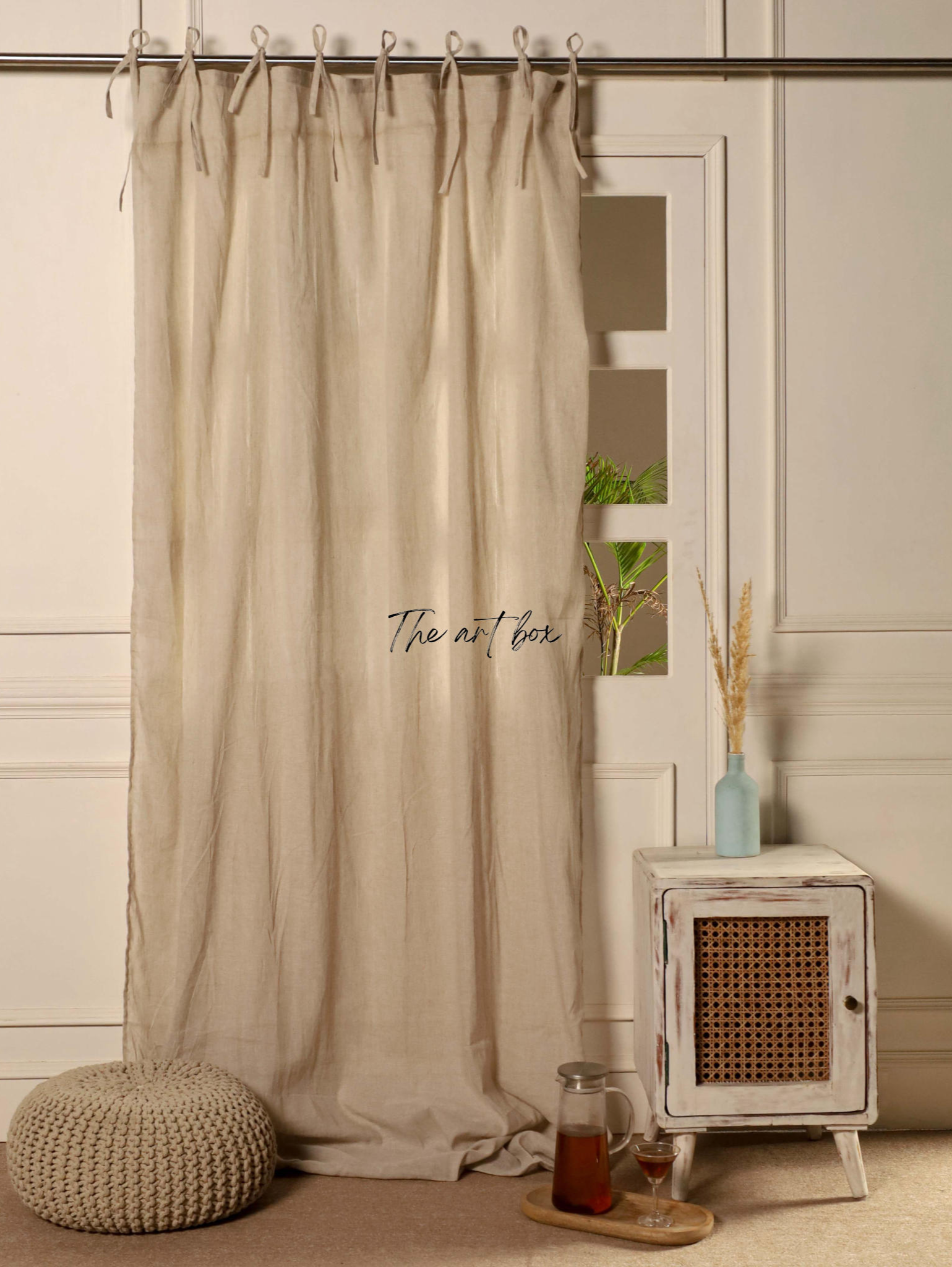 Grey Cotton Curtains - 1 Panel Set