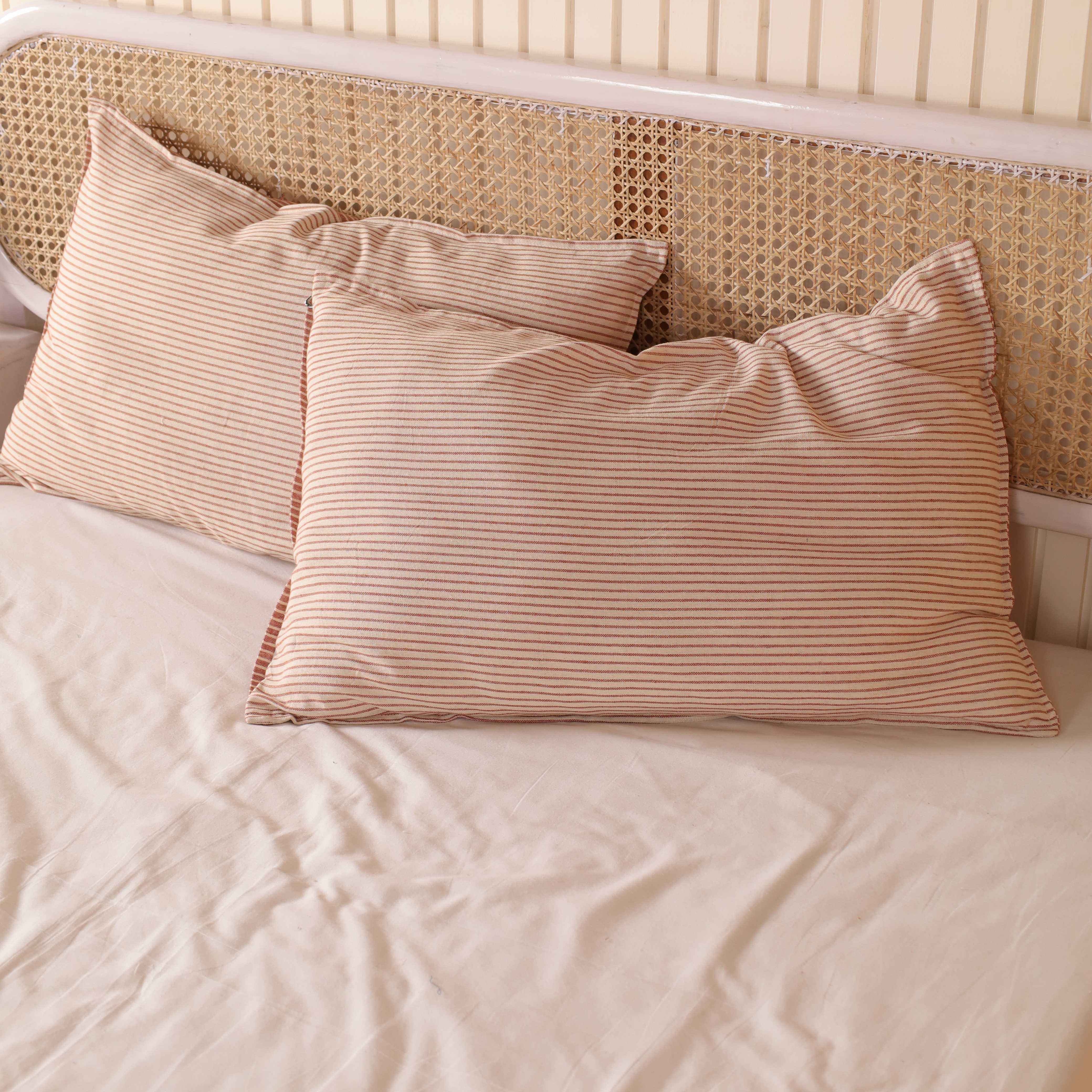 Sand Beige Striped Boho Bedding Set - Soft Cotton Duvet Cover Set