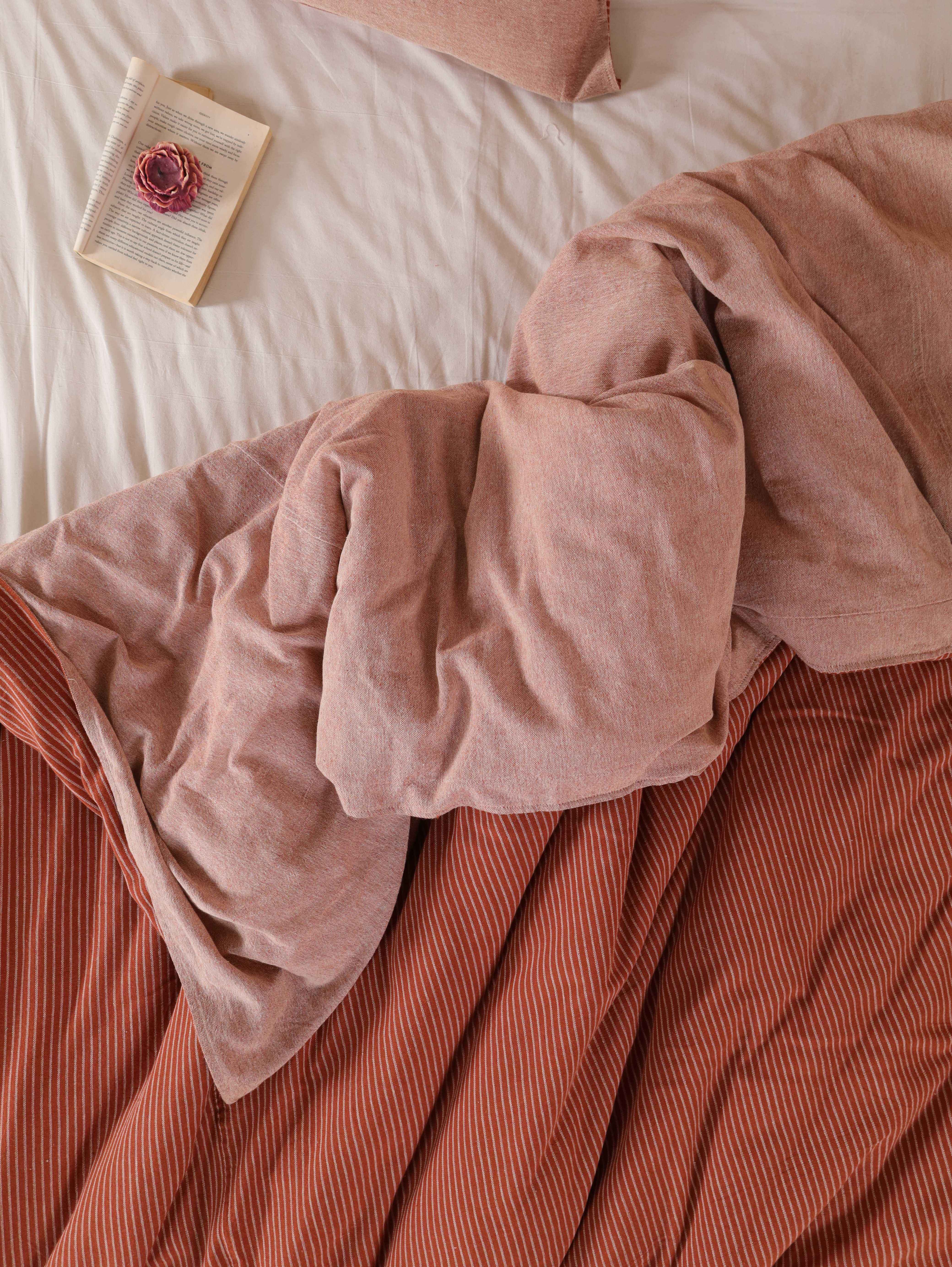 Reversible Terracotta & Maroon Cotton Duvet Set - Rust Boho Bedding