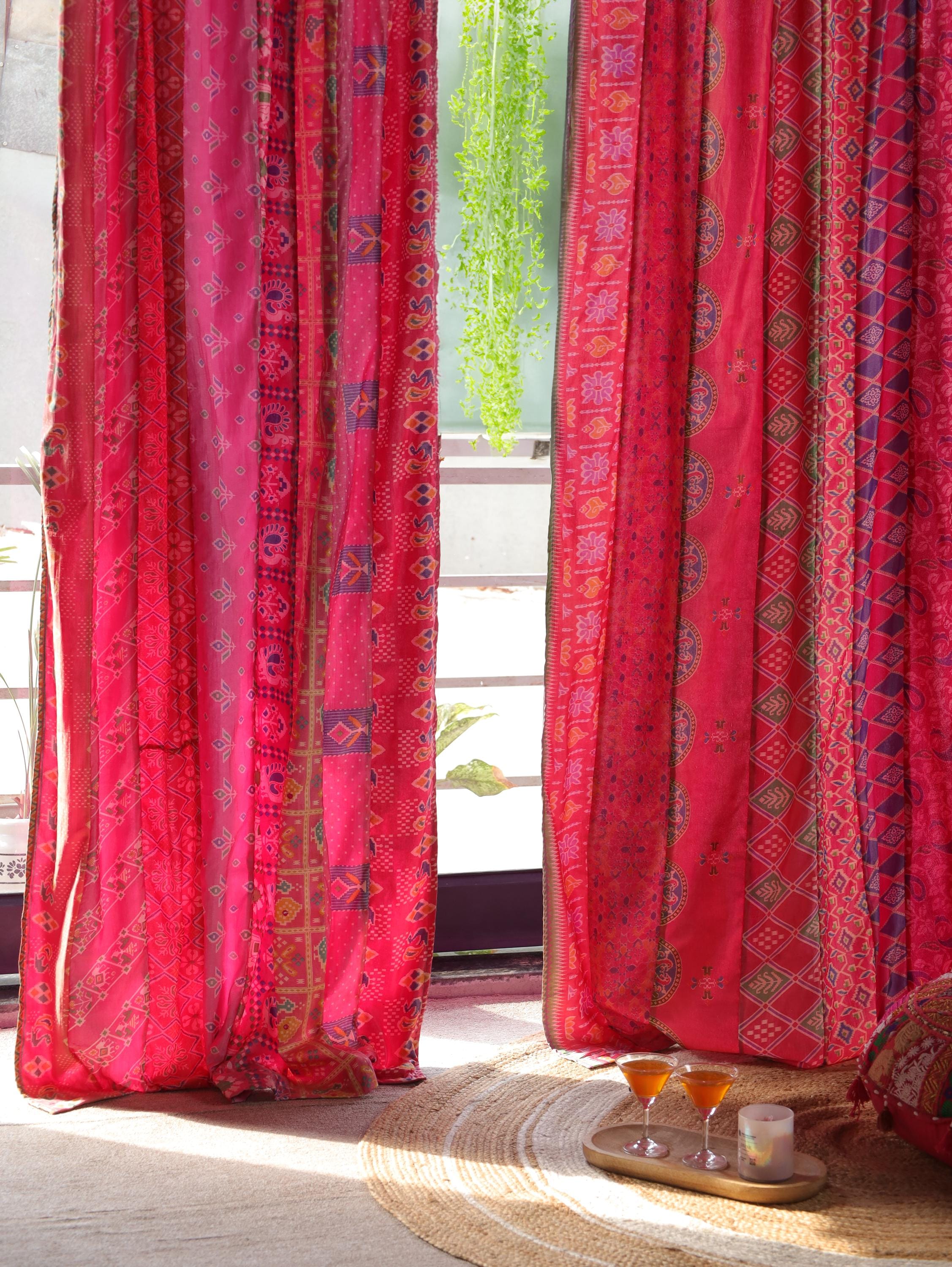 Silk Curtains EXPRESS SERVICE patchwork Drape for Bedroom Living Room, Dining Room Home Decor