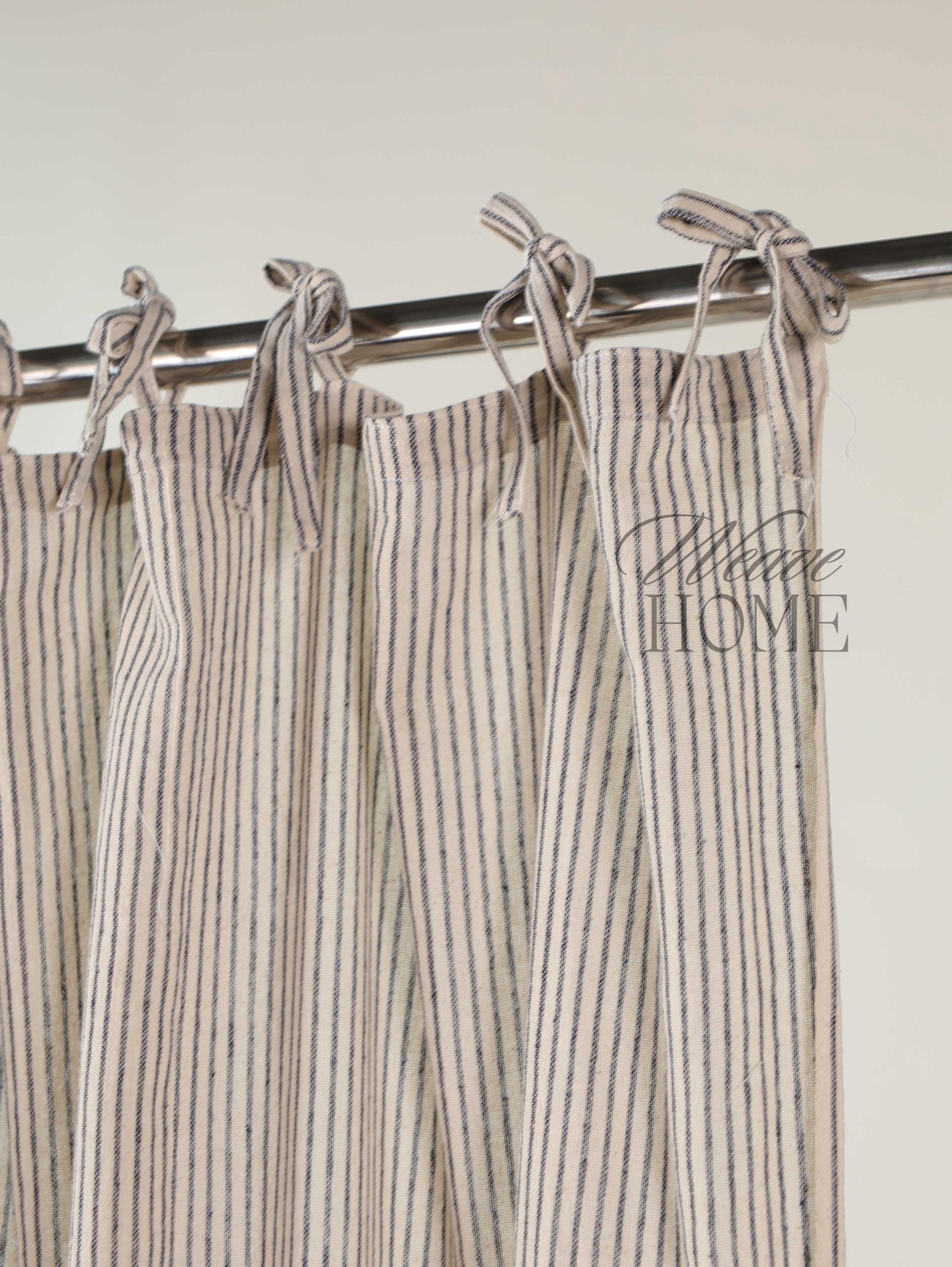 Vertical Pinstripe Curtains and Drapes, Black Stripe Gauze Linen Fabric, Decorate your House with Various Types of 3 Heading, Custom Sizes.