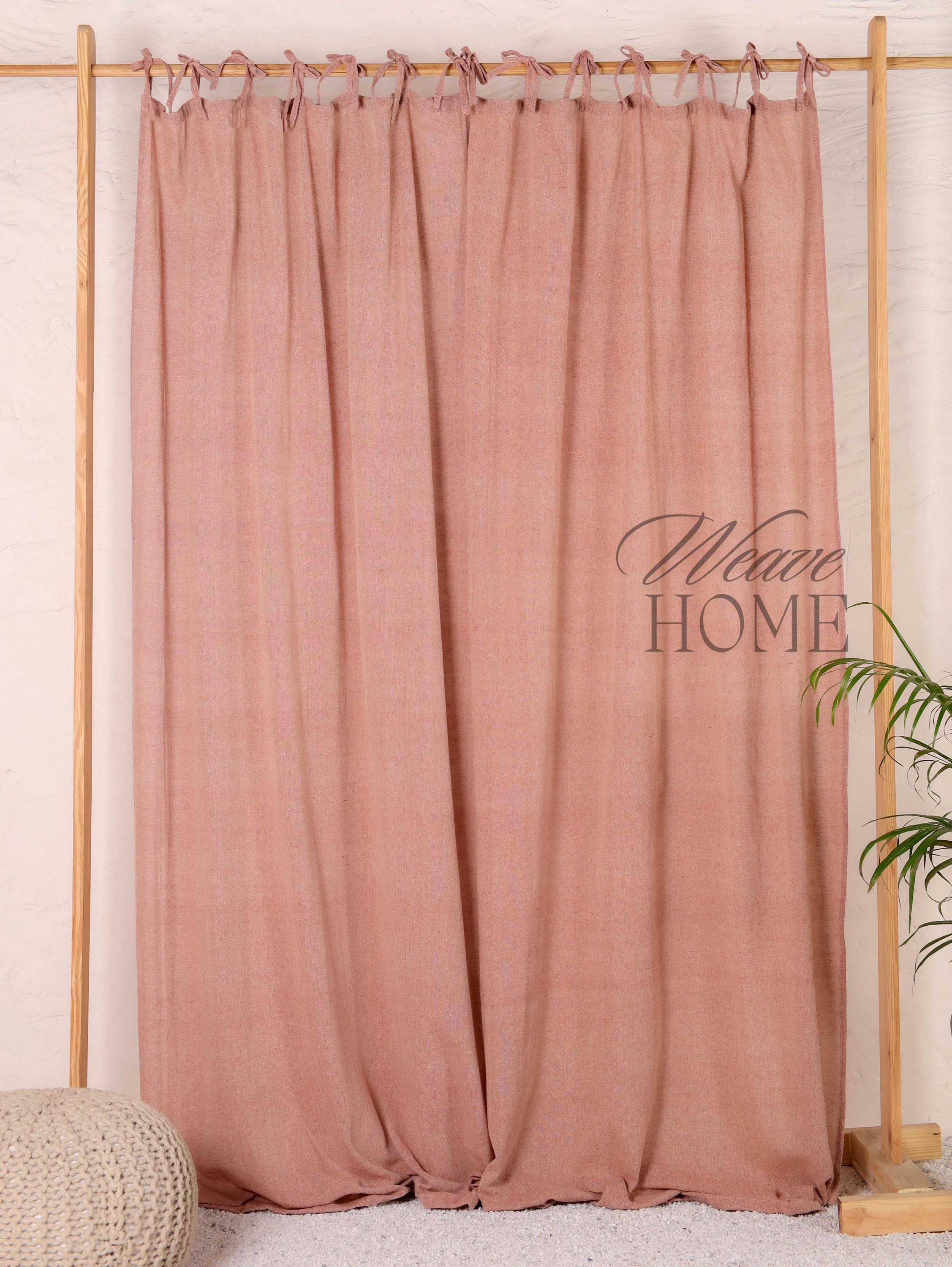 Bohemian Linen Curtain Panels, Custom Bed Canopy & Window Valance