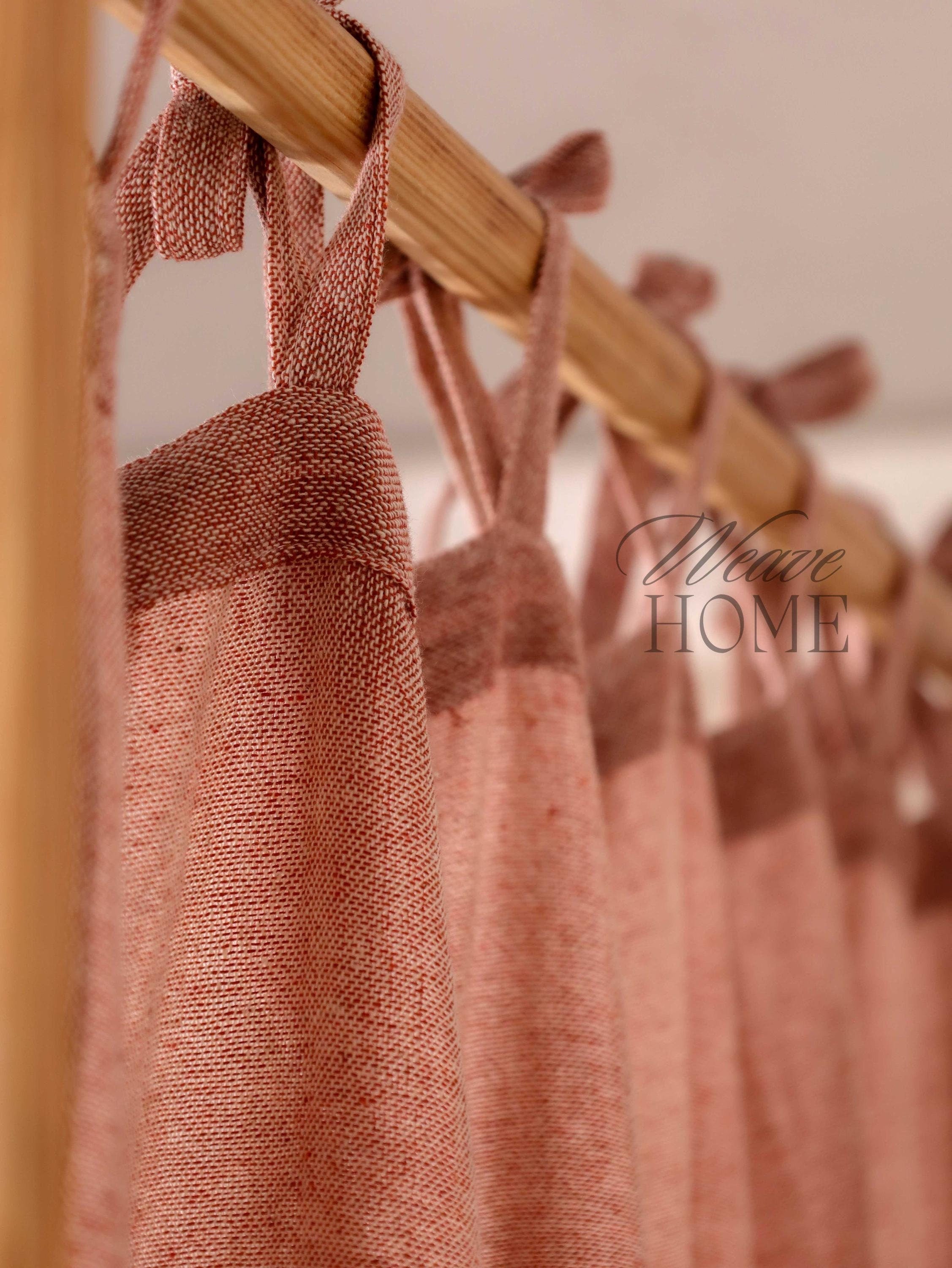 Bohemian Linen Curtain Panels, Custom Bed Canopy & Window Valance