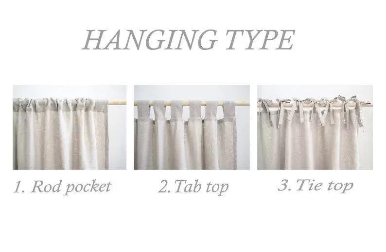 Vintage Gauze Linen Curtains Bohemian Fade Weave Drapery, Custom Size Panels Set, Door Window Valance 5 Color Options.