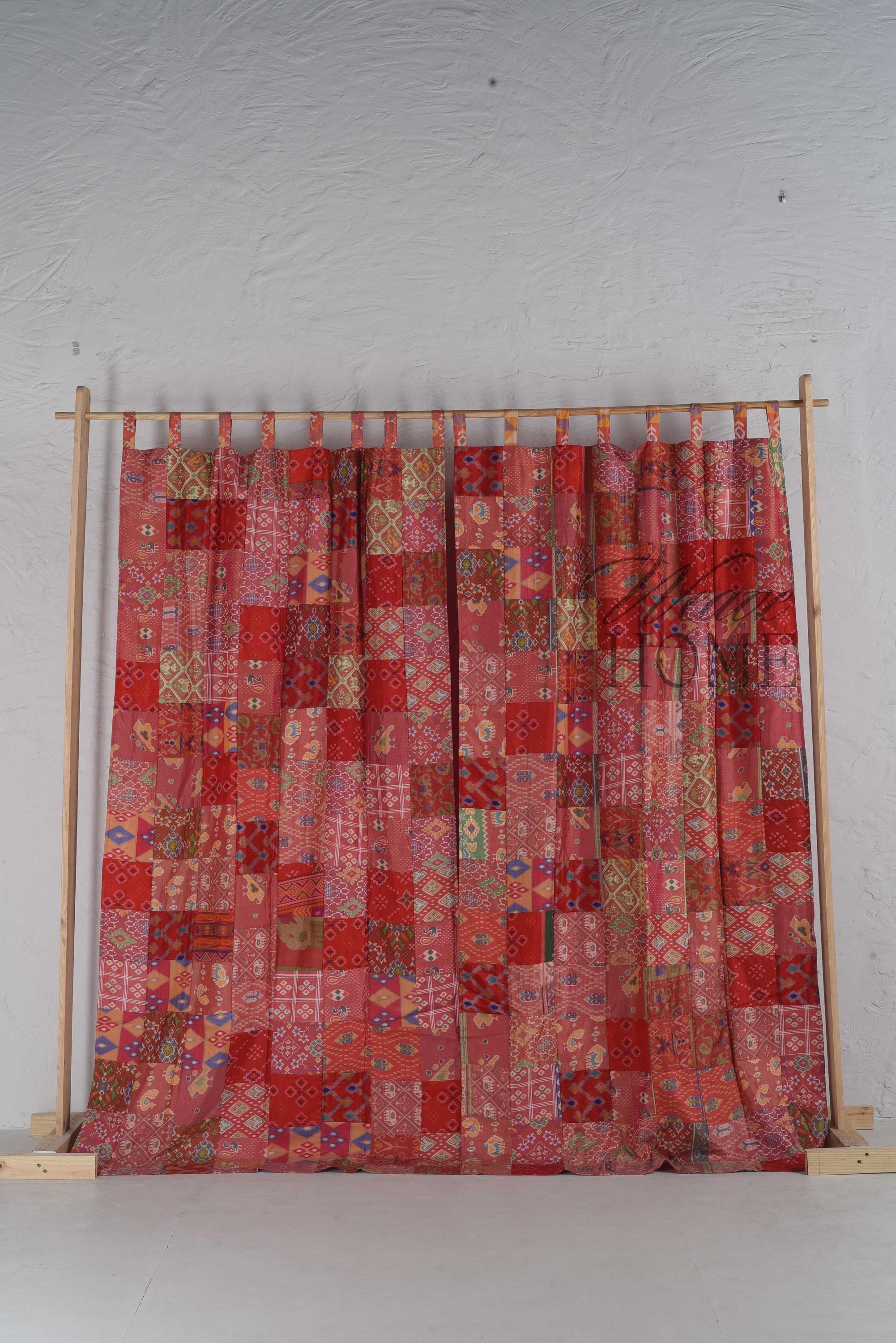 Hippie Boho SILK curtains patchwork kantha for Bedroom Living Room, Dining Room Home Decor