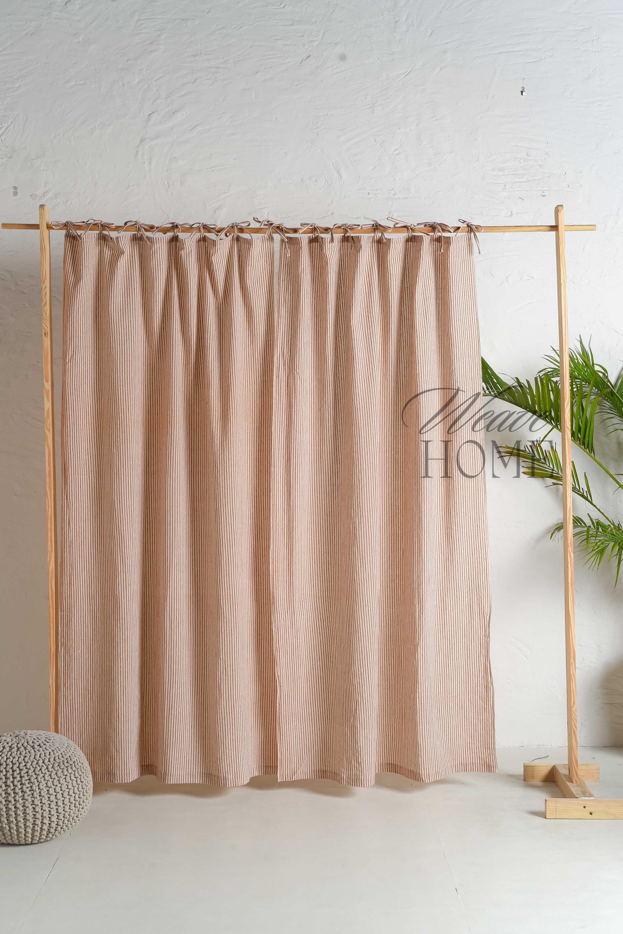 Vertical Line Curtains and Drapes Stripe Gauze Linen, Decorate your House with Various Types of 3 Heading