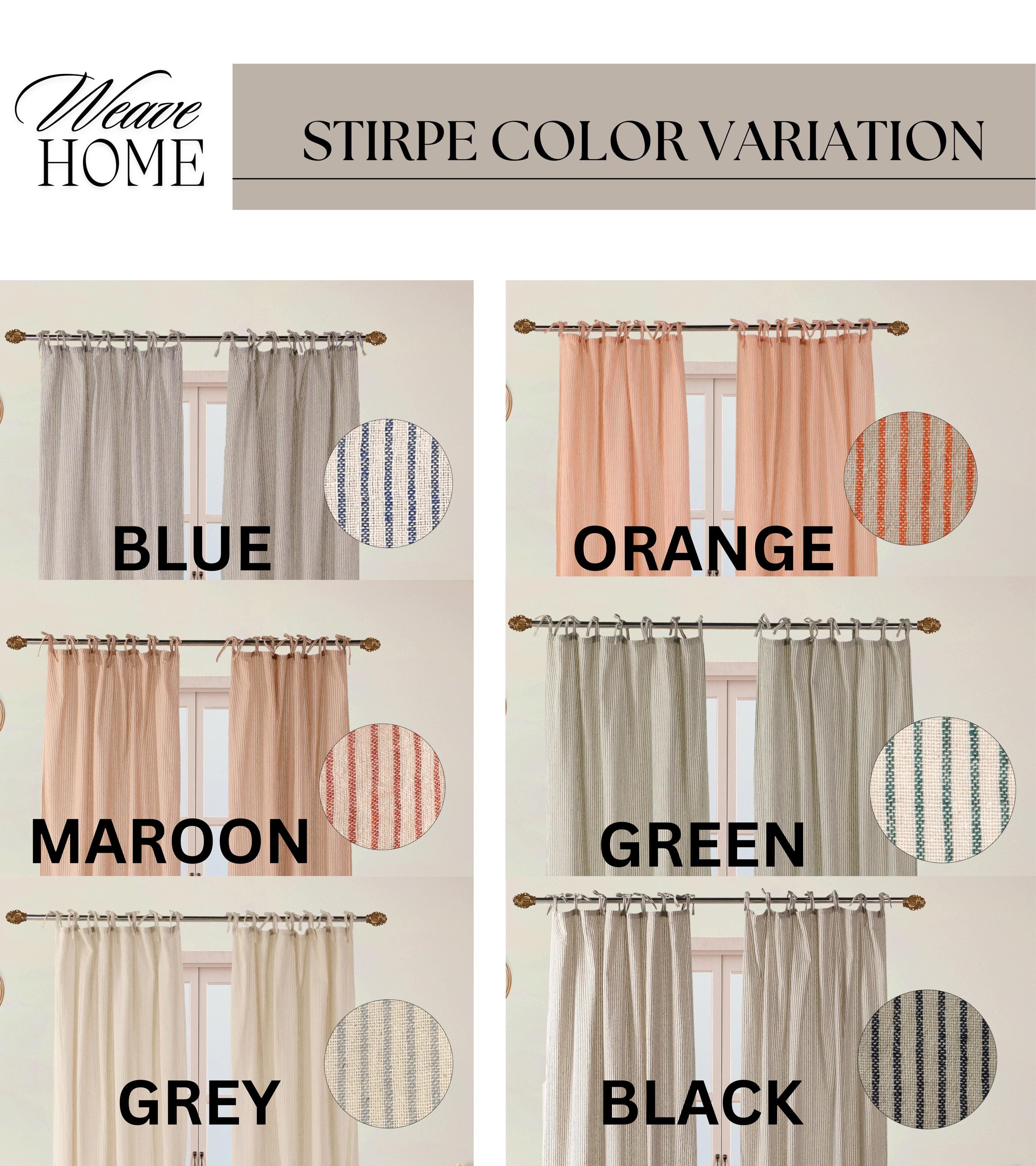 Stripe Light Filtering Curtain and Drapes Stripe Gauze Linen Fabric Window Door Drapes