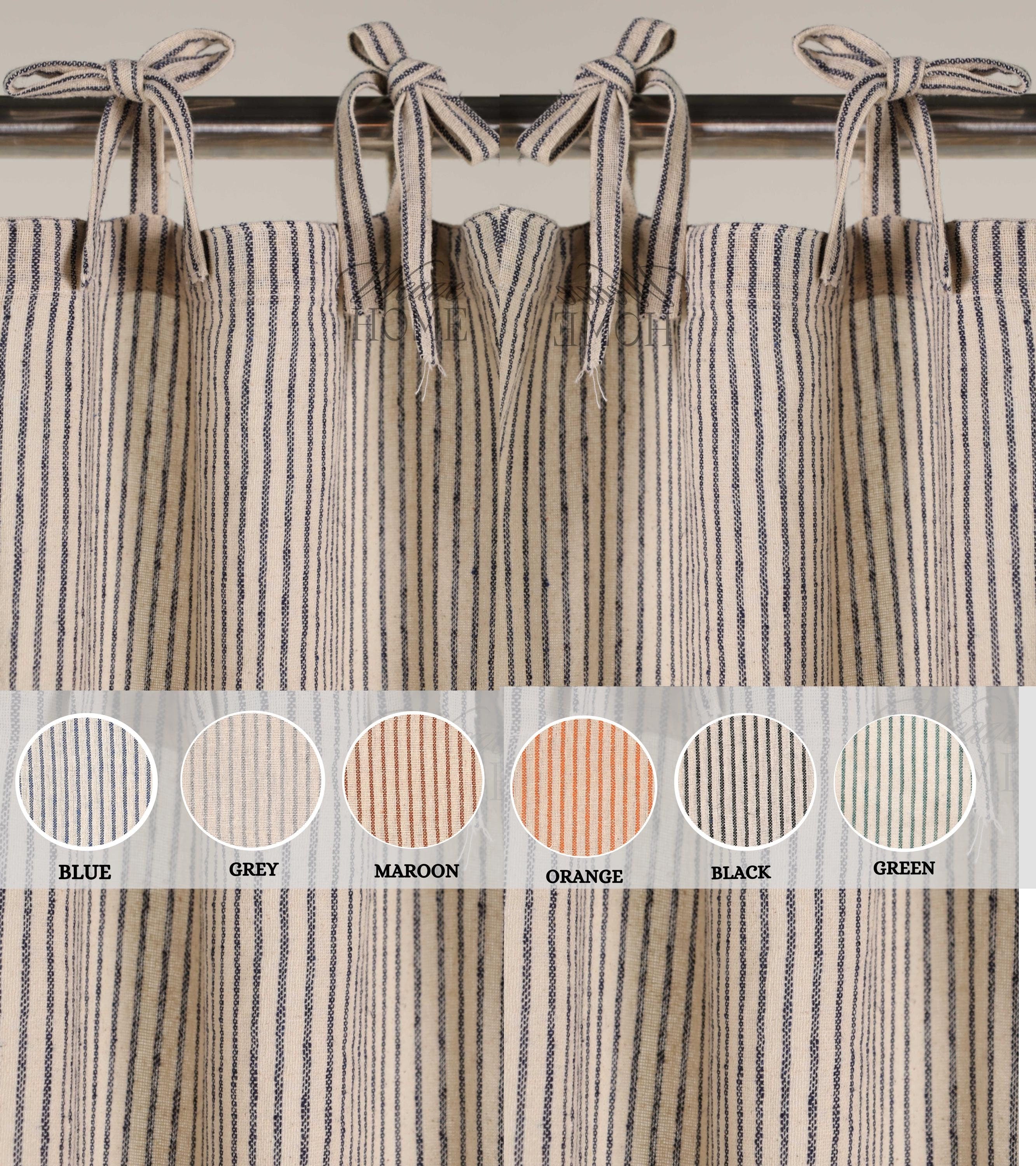 Vertical Pinstripe Curtains and Drapes, Black Stripe Gauze Linen Fabric, Decorate your House with Various Types of 3 Heading, Custom Sizes.