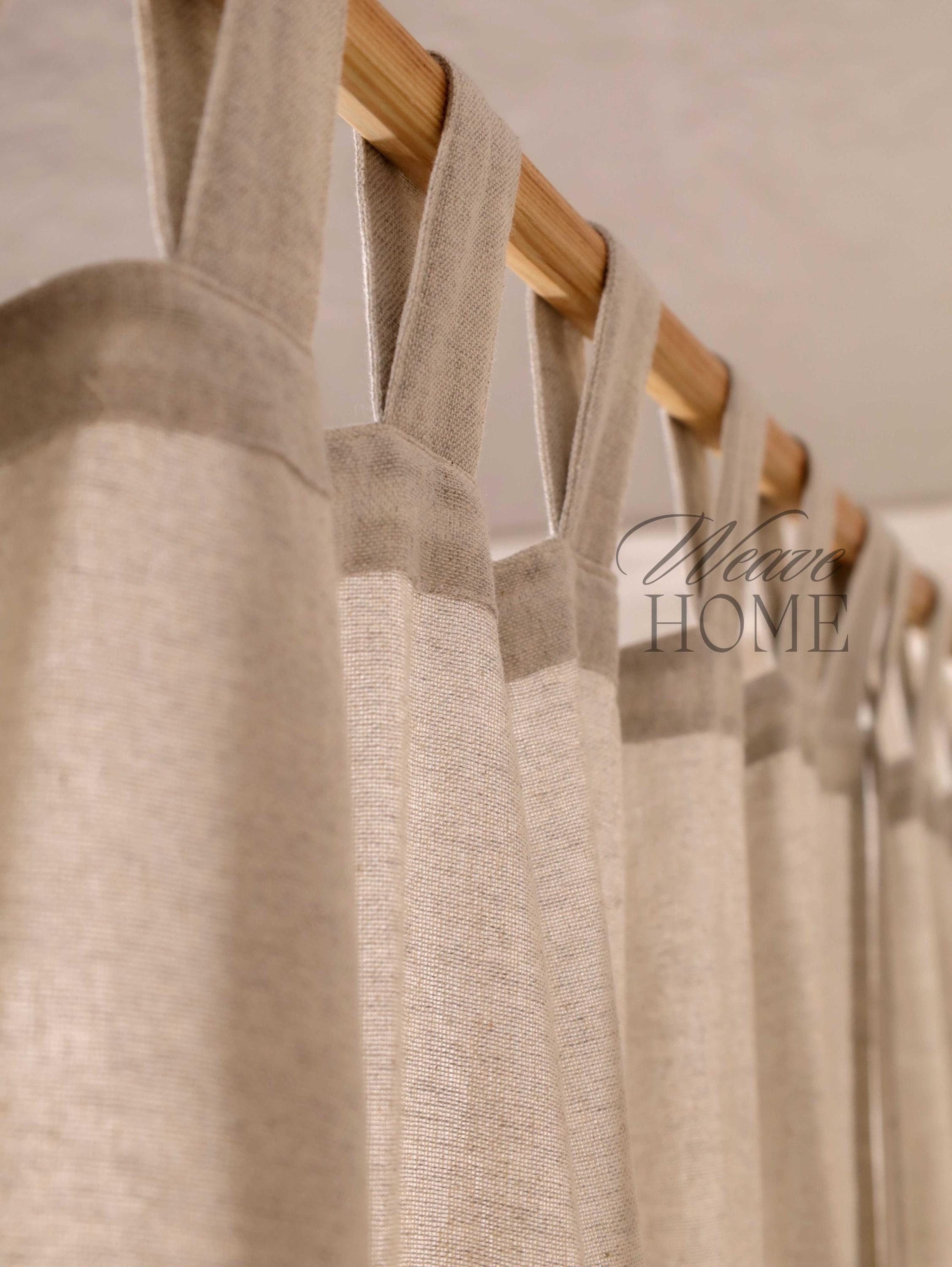 Stonewash Gauze Linen Curtains 2 Panel Set Door Window Weave Valance Custom Size Made Curtain