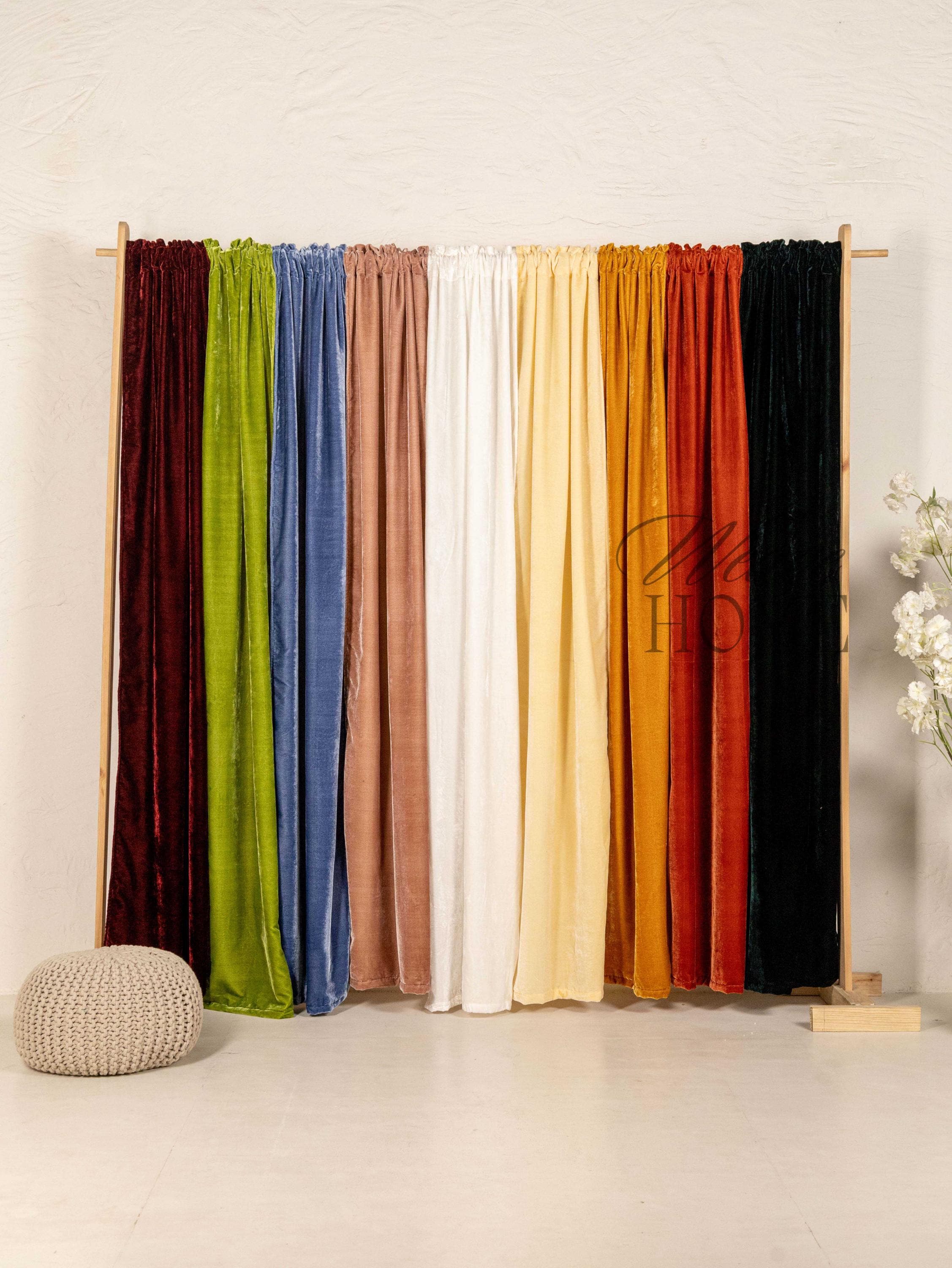 Story Red Velvet Curtains for Living Room Bedroom Heavy Soft Cabin- Door Curtains Valance (1 Panel)