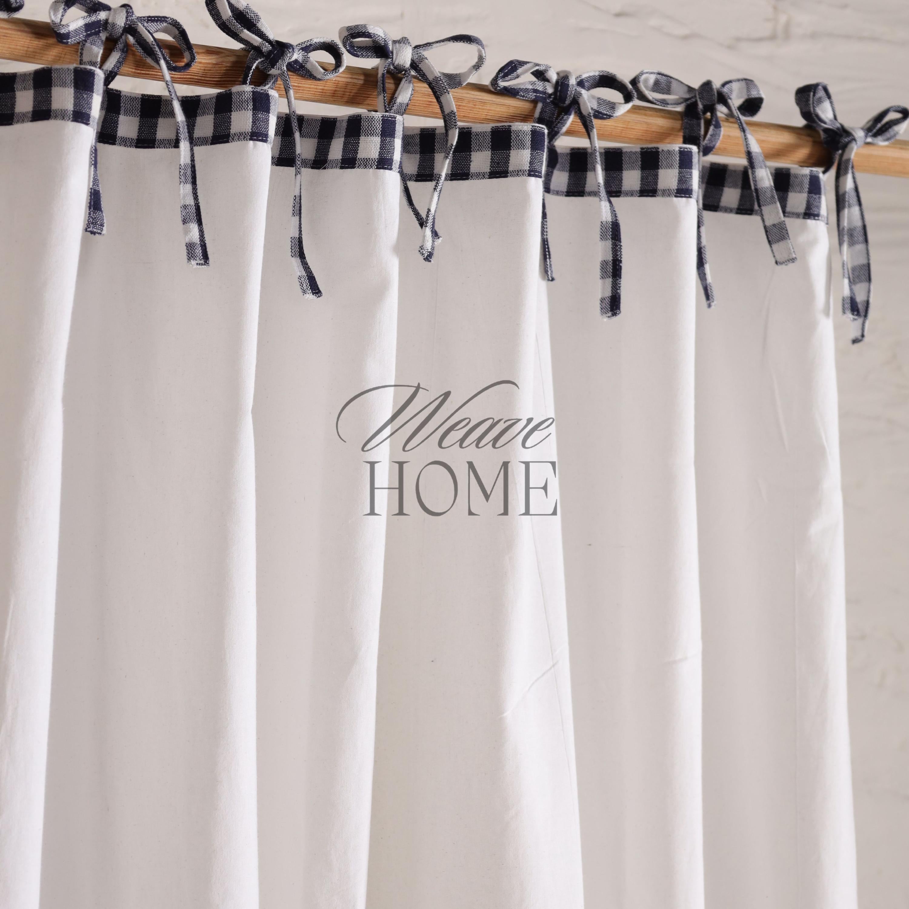 Multifunctional Linen curtains CHECK square drapes for Living Room Bedroom Heavy Soft Cabin- Door Curtains Valance (1 Panel)