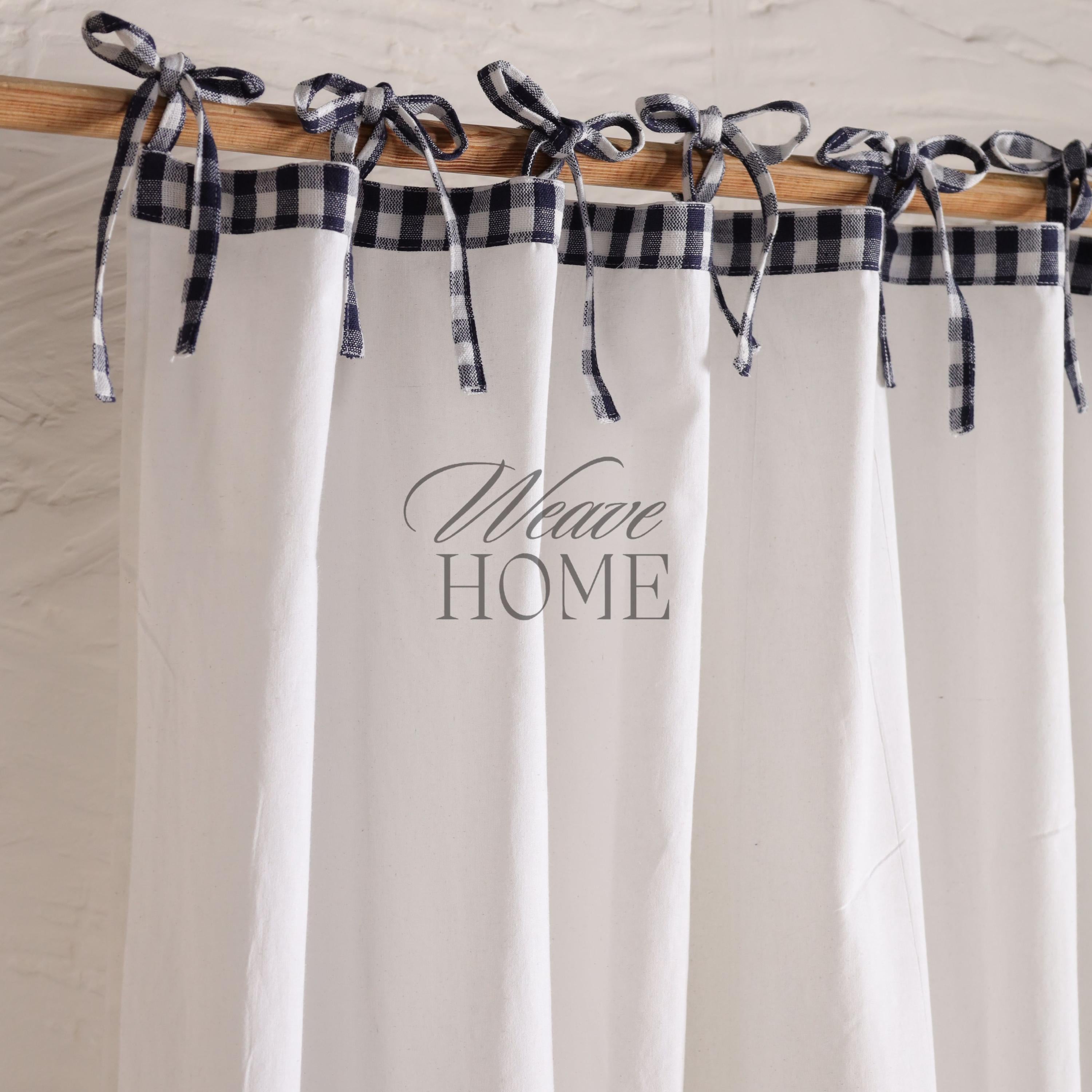 Multifunctional Linen curtains CHECK square drapes for Living Room Bedroom Heavy Soft Cabin- Door Curtains Valance (1 Panel)