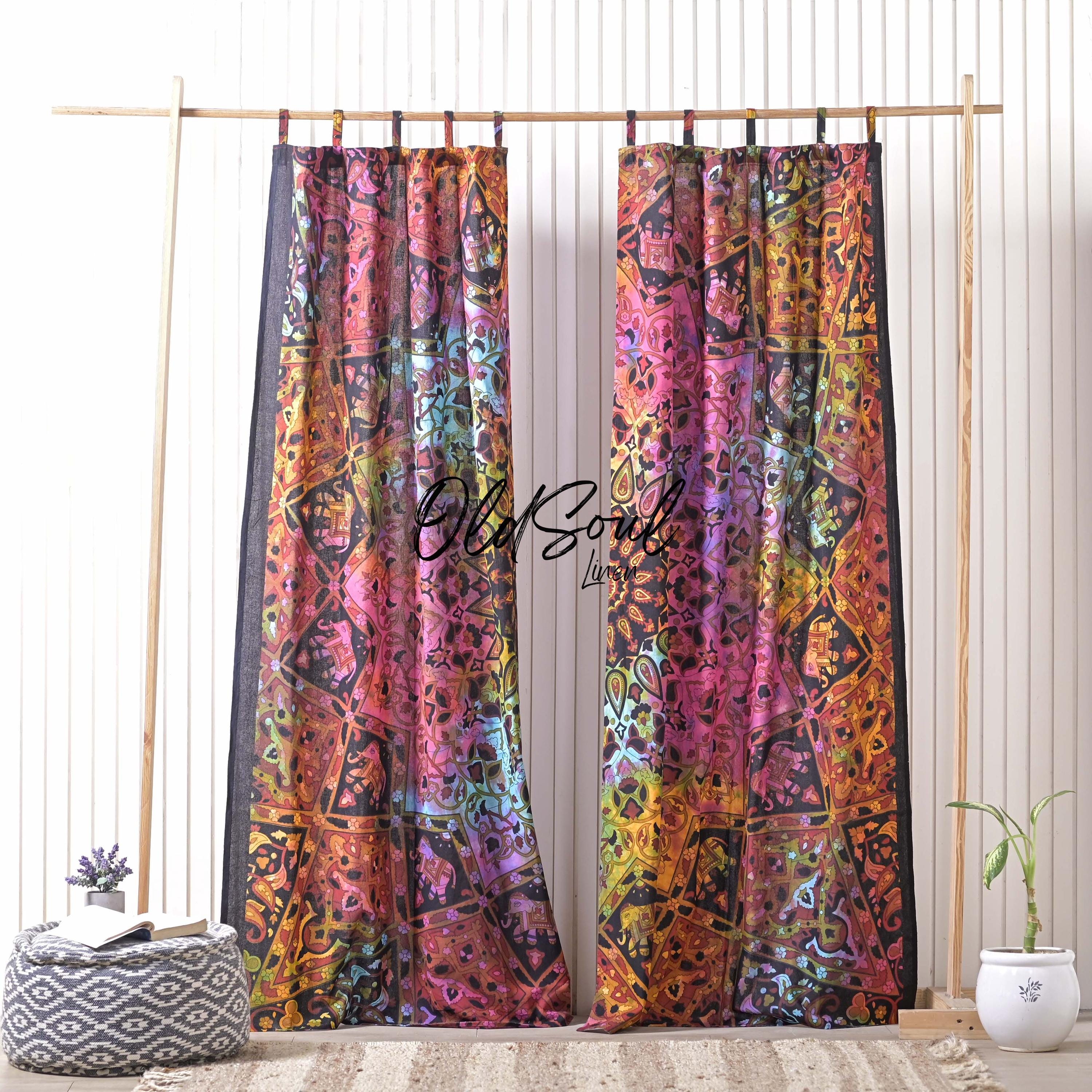 Tie Dye Star Mandala Curtain Bedroom Boho Curtain Living Room Window Curtains Drapes Door Curtain Valance Panels Set of 2