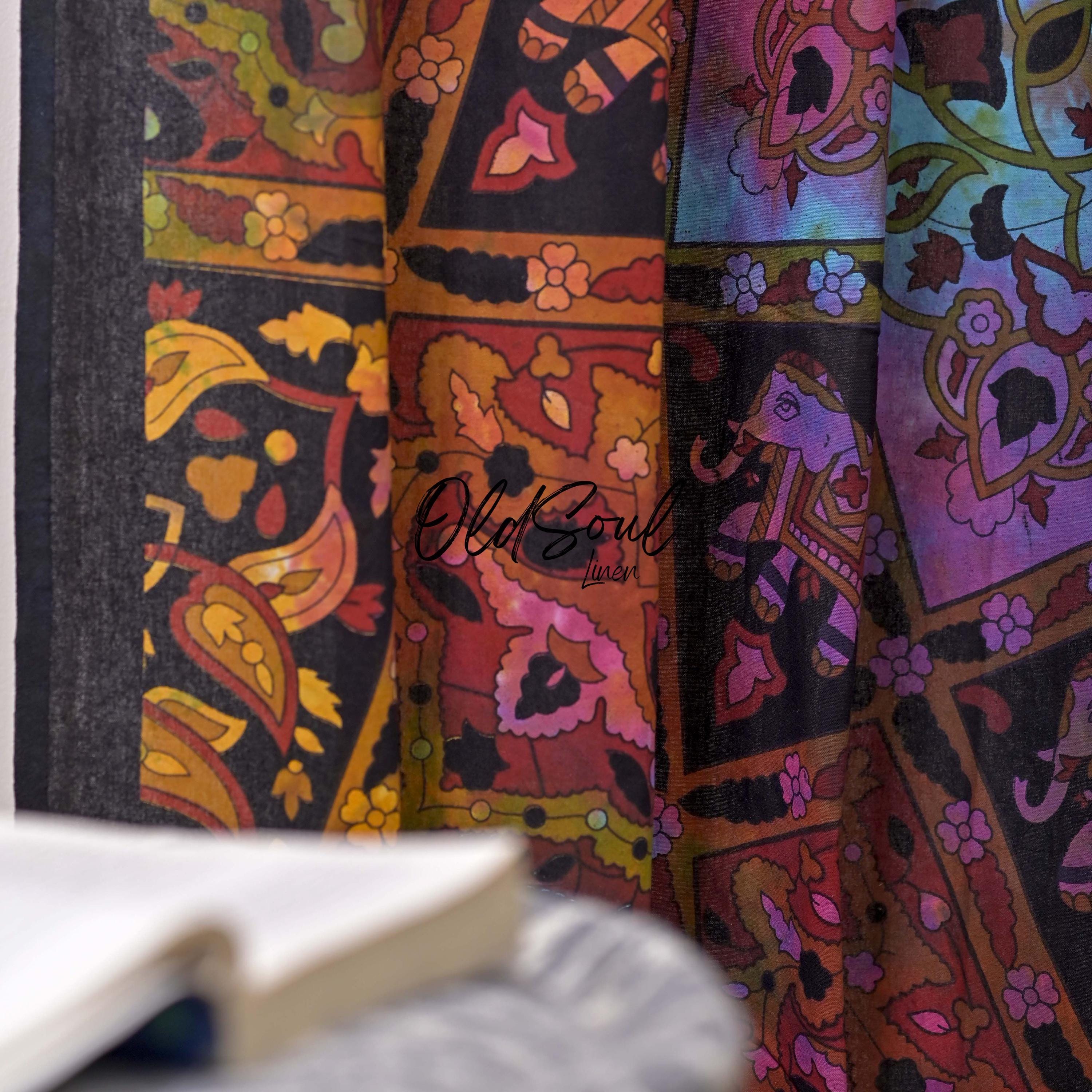 Tie Dye Star Mandala Curtain Bedroom Boho Curtain Living Room Window Curtains Drapes Door Curtain Valance Panels Set of 2