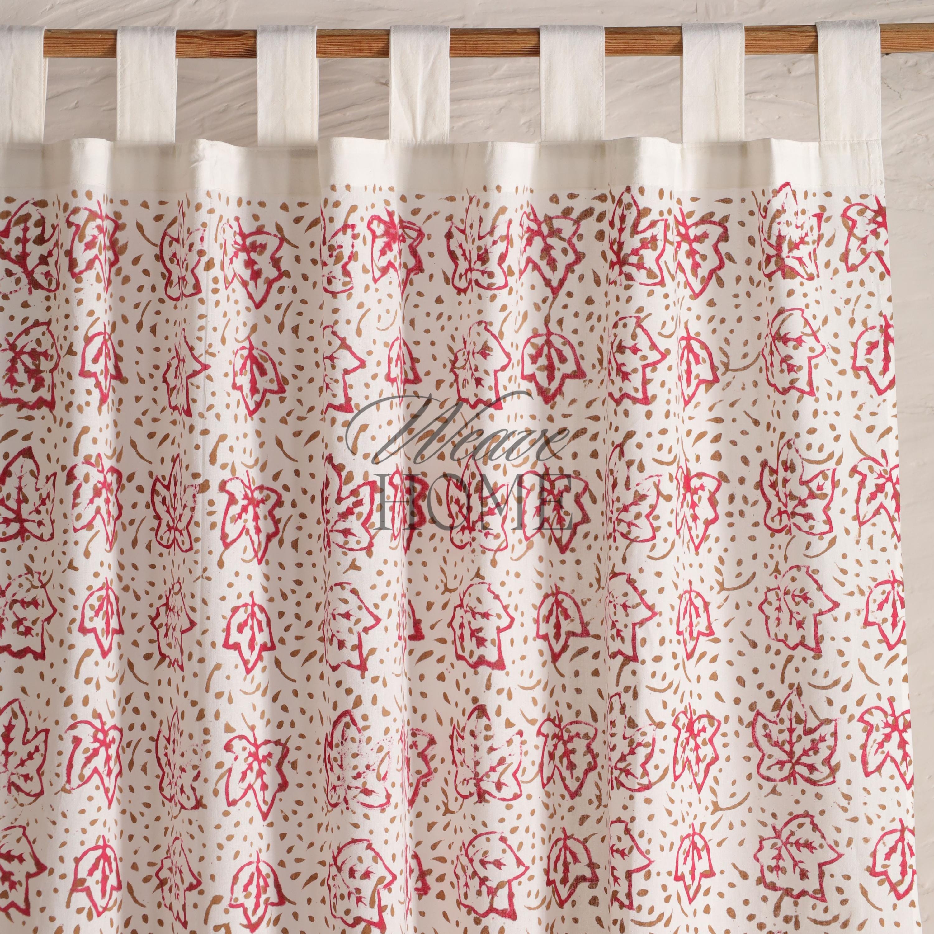 Handmade Block Printed Curtains (2 Panels) - Bedroom, Kitchen, Bathroom, Office Decor