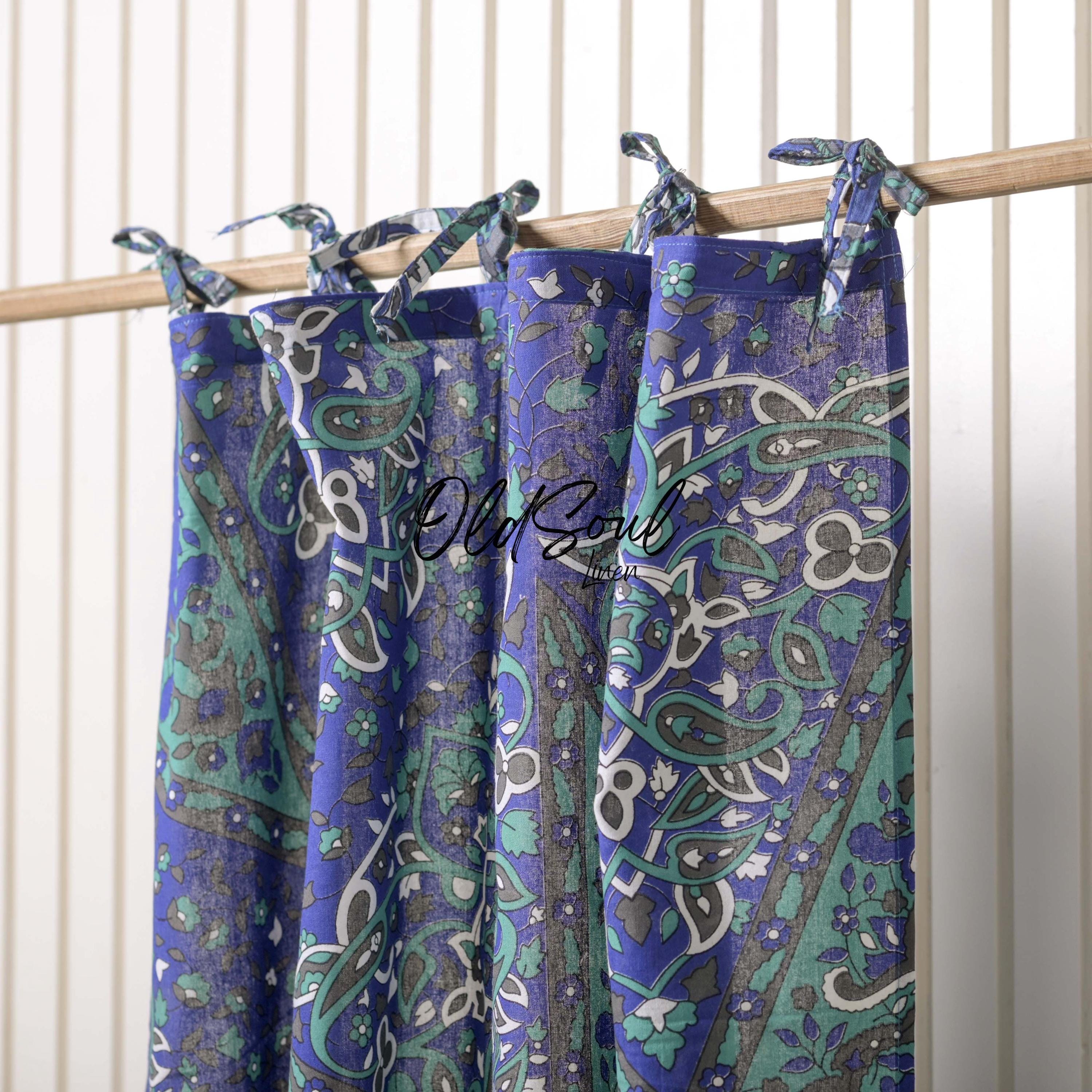 Mandala Cotton Curtains, Soft, Breathable Window Drapes for Living Room, Bedroom, Rod Pocket Curtains Drapes Panel Set of 2