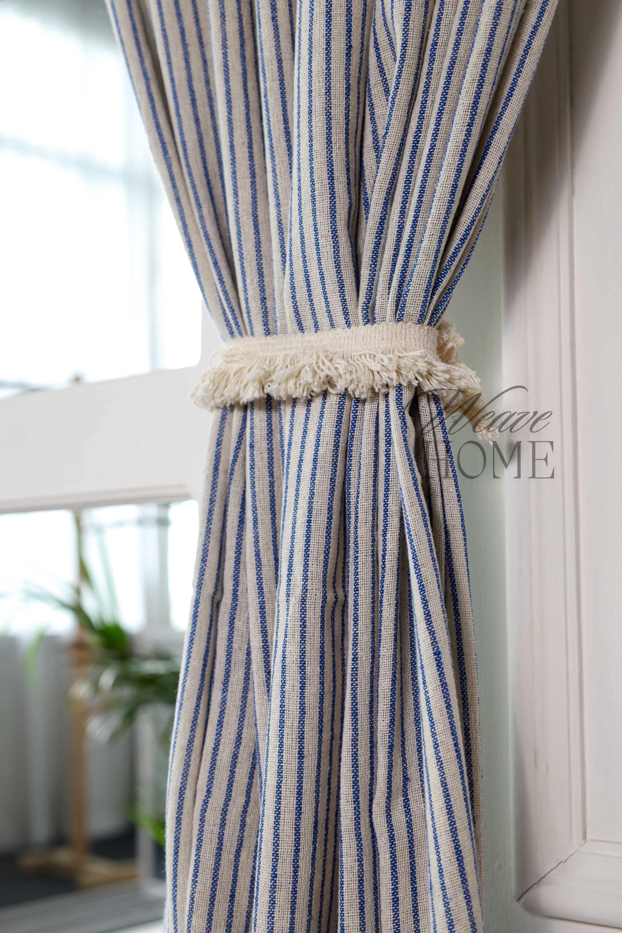 Spicy Stripe Bohemian Curtains and Drapes Gauze Linen Fabric, Decorate your House with Various Types of 3 Heading, Custom Sizes.