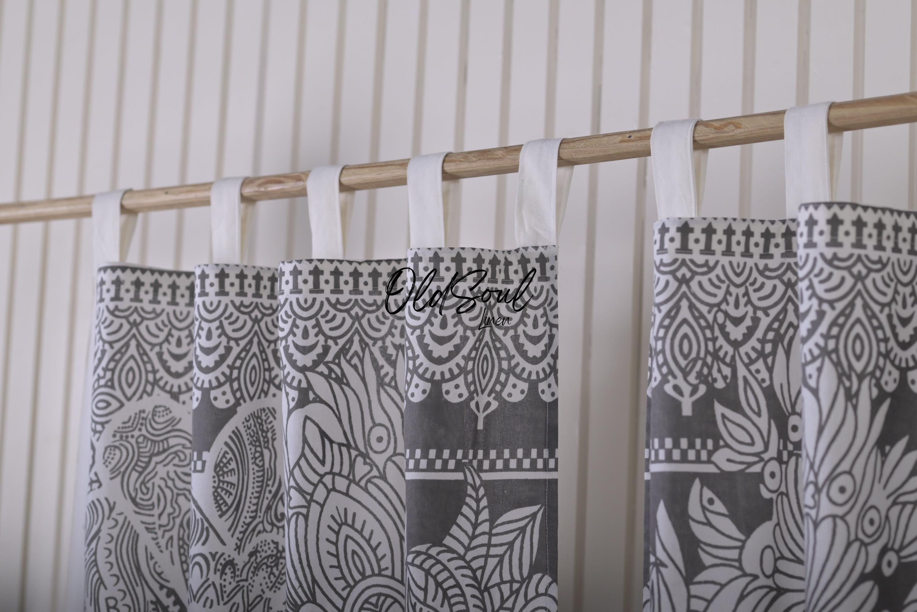 Psychedelic Hamsa Mandala Handmade Cotton CURTAIN Drapes Door 2 Panel Valance Set For Home Décor