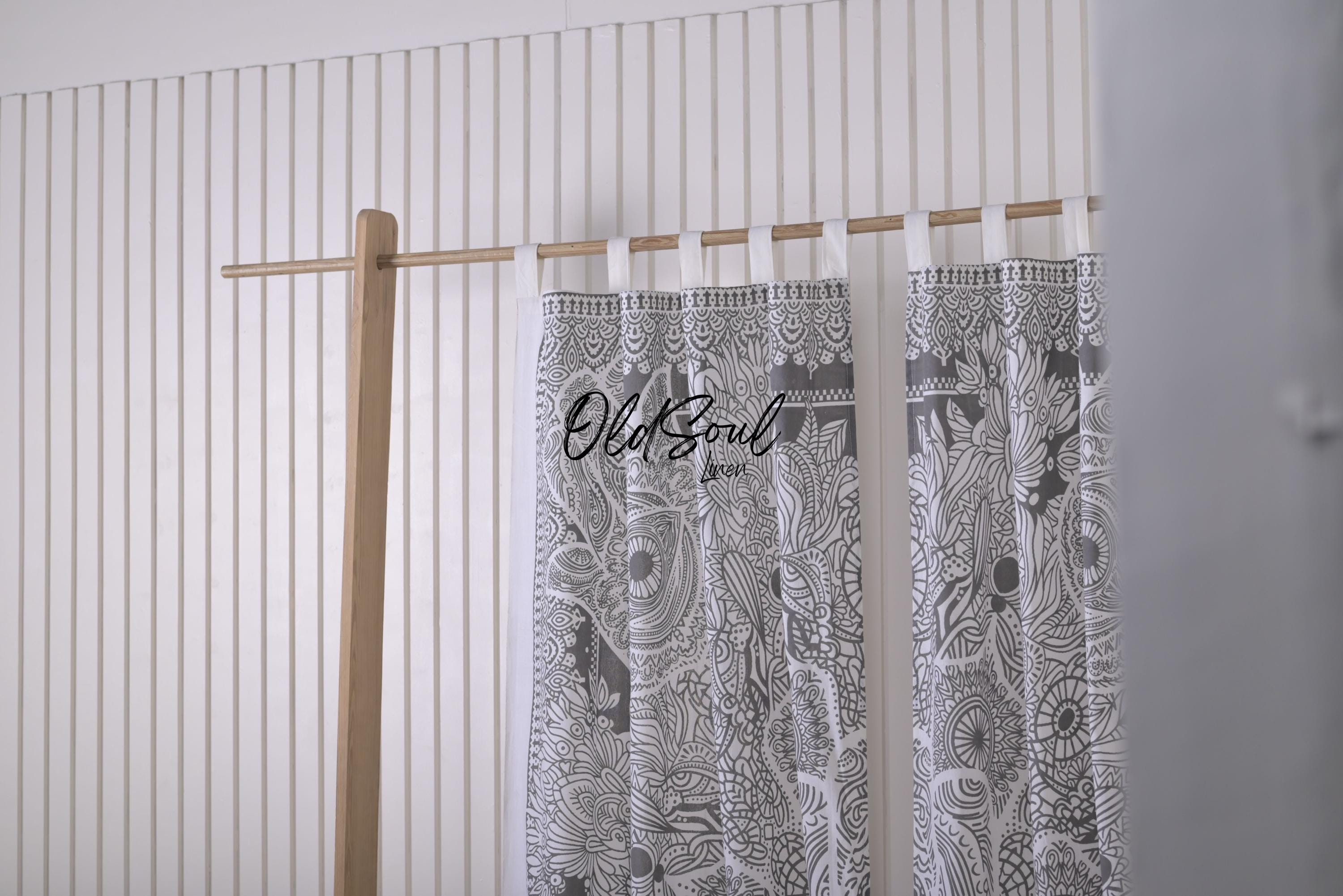 Psychedelic Hamsa Mandala Handmade Cotton CURTAIN Drapes Door 2 Panel Valance Set For Home Décor