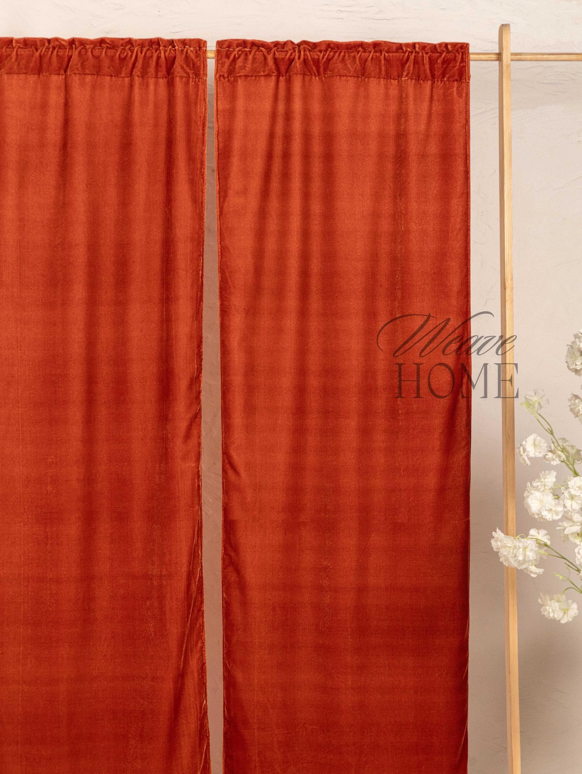 Story Red Velvet Curtains for Living Room Bedroom Heavy Soft Cabin- Door Curtains Valance (1 Panel)