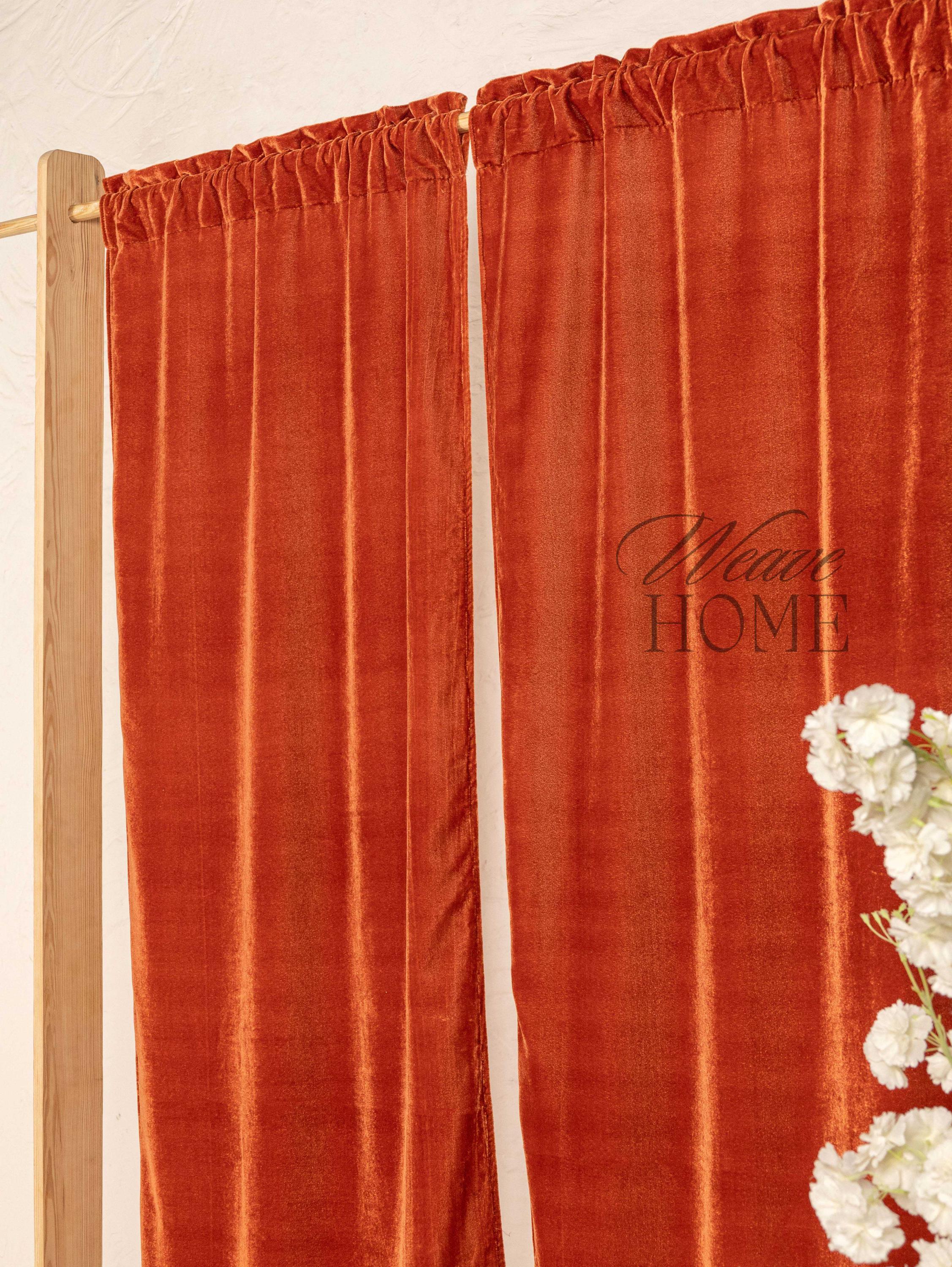Story Red Velvet Curtains for Living Room Bedroom Heavy Soft Cabin- Door Curtains Valance (1 Panel)