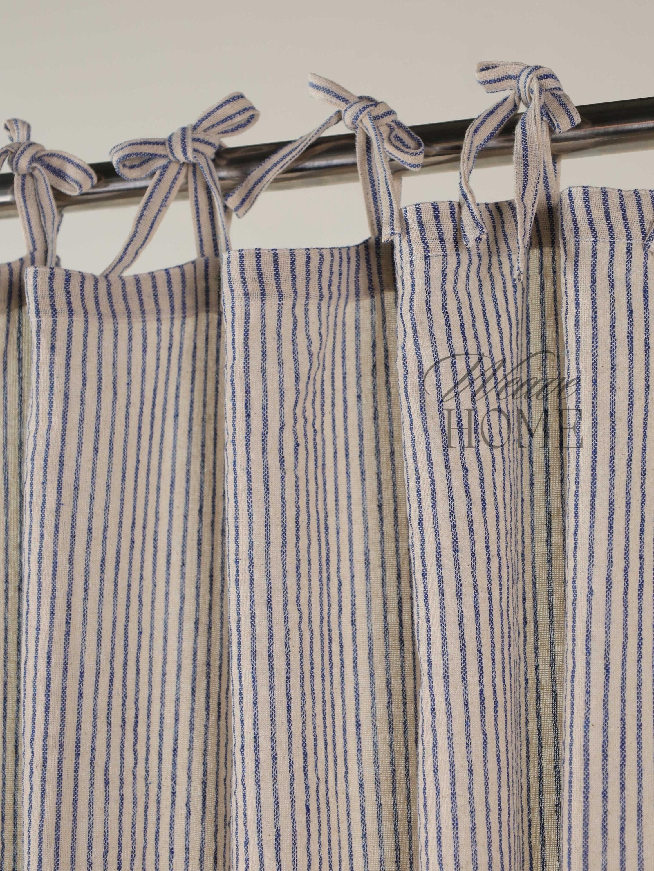 Stripe Light Filtering Curtain and Drapes Stripe Gauze Linen Fabric Window Door Drapes