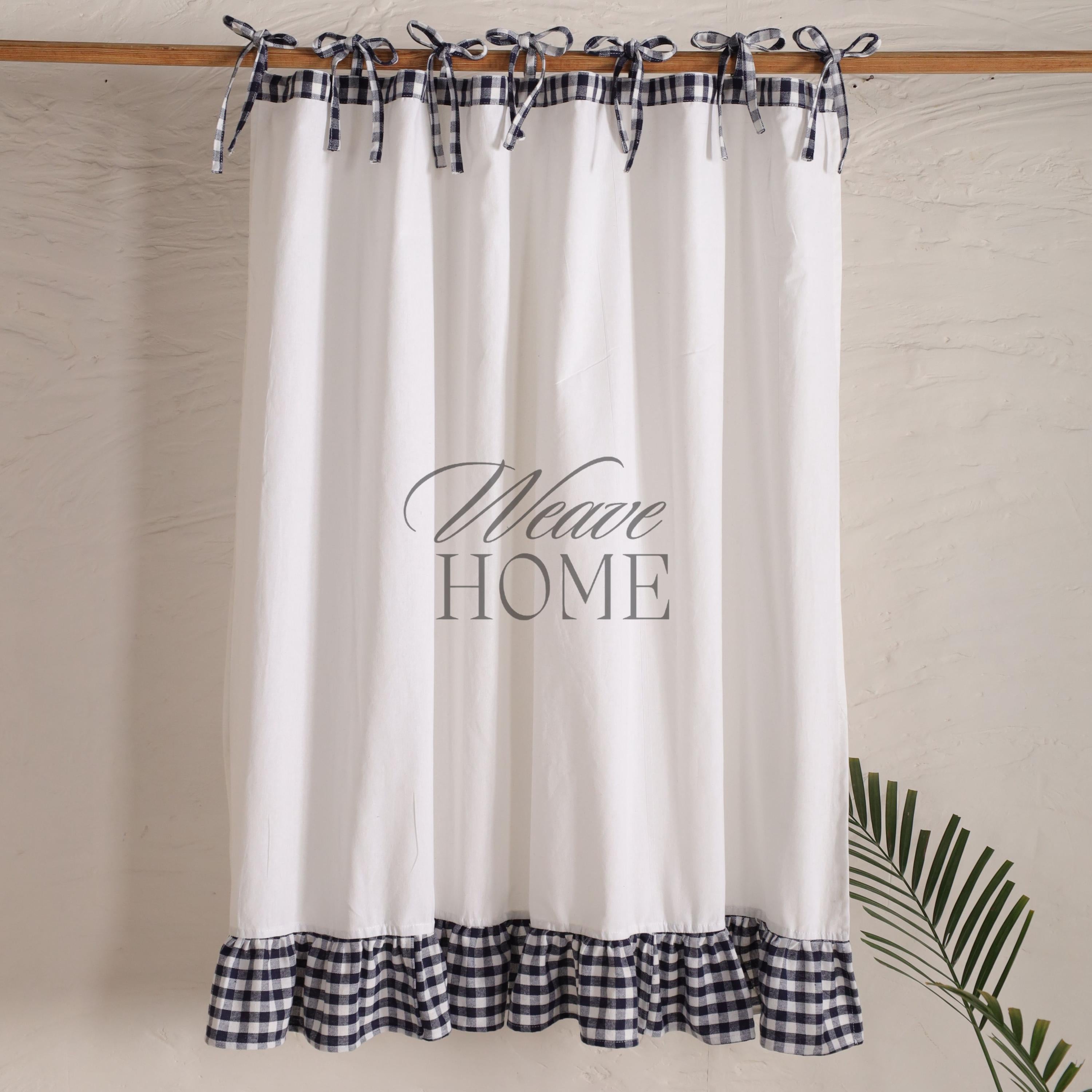 Multifunctional Linen curtains CHECK square drapes for Living Room Bedroom Heavy Soft Cabin- Door Curtains Valance (1 Panel)