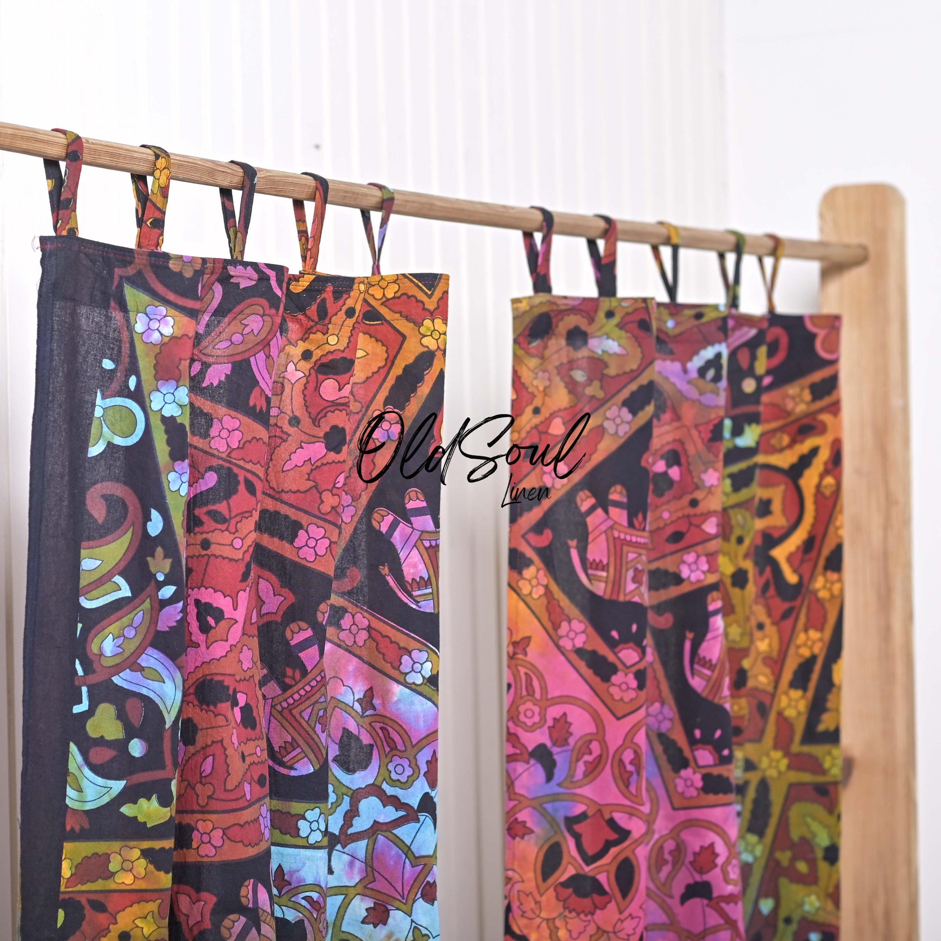 Tie Dye Star Mandala Curtain Bedroom Boho Curtain Living Room Window Curtains Drapes Door Curtain Valance Panels Set of 2