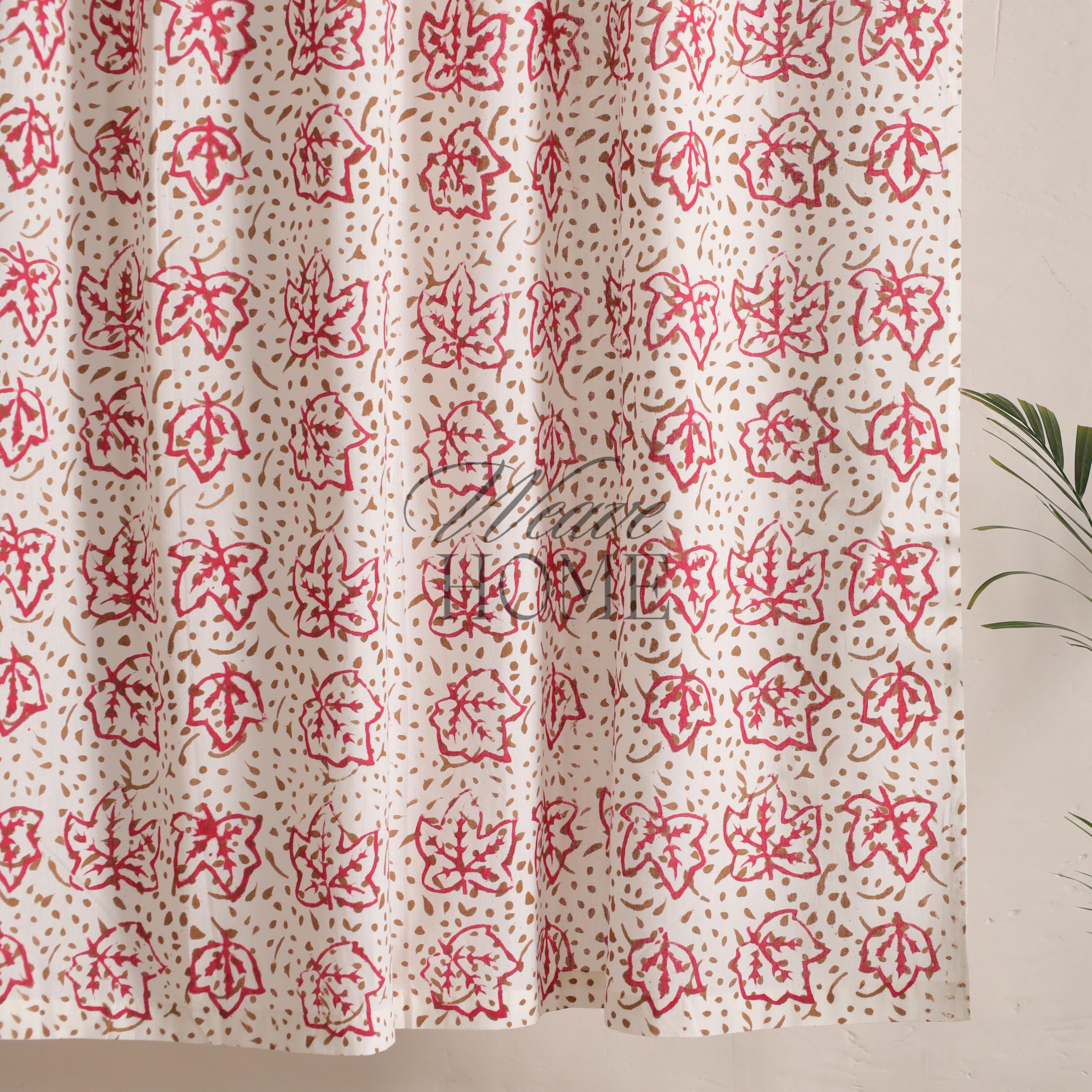 Handmade Block Printed Curtains (2 Panels) - Bedroom, Kitchen, Bathroom, Office Decor