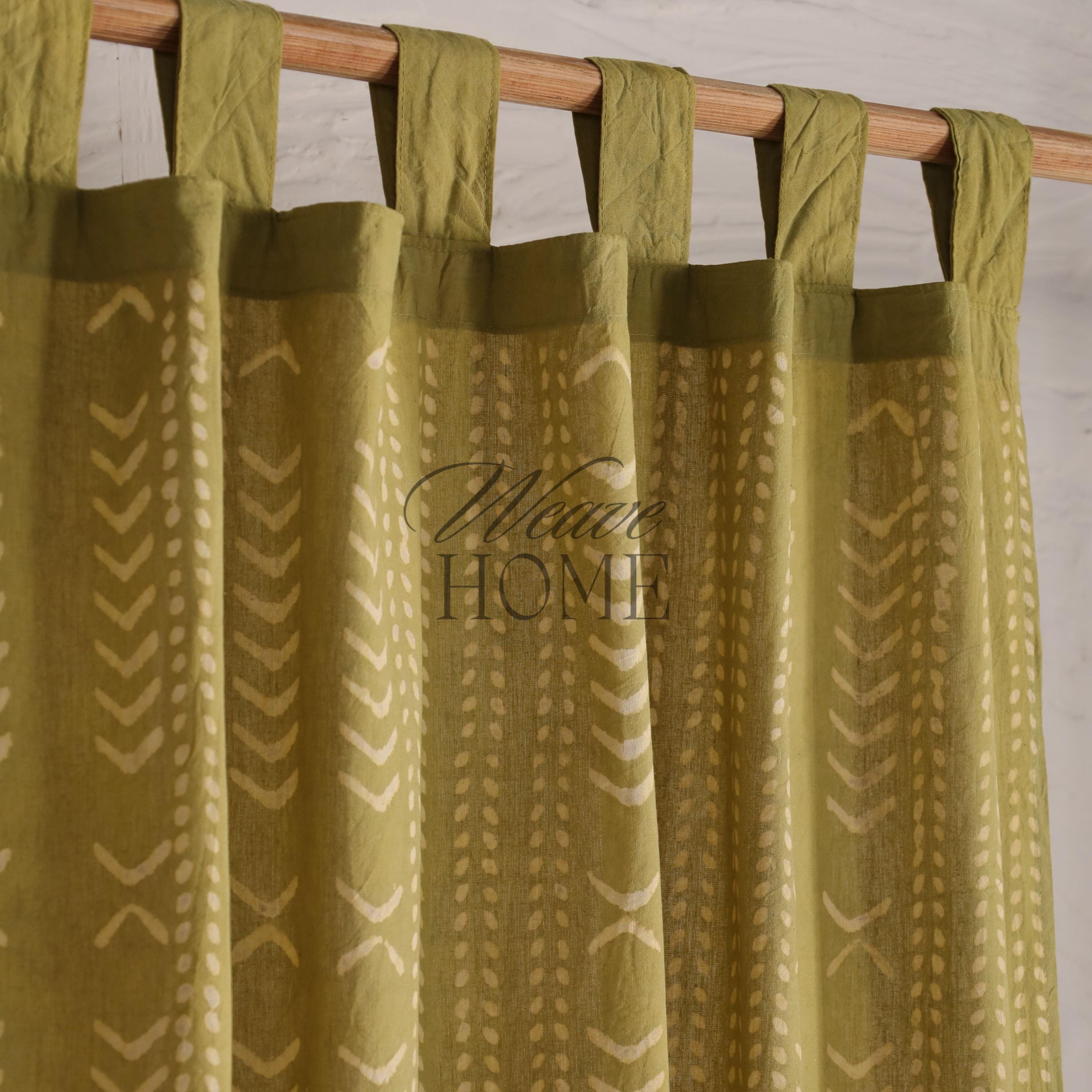 Handmade boho curtain block printed (2 panel) - Bedroom, Kitchen, Bathroom, Office Home Decorative Curtain