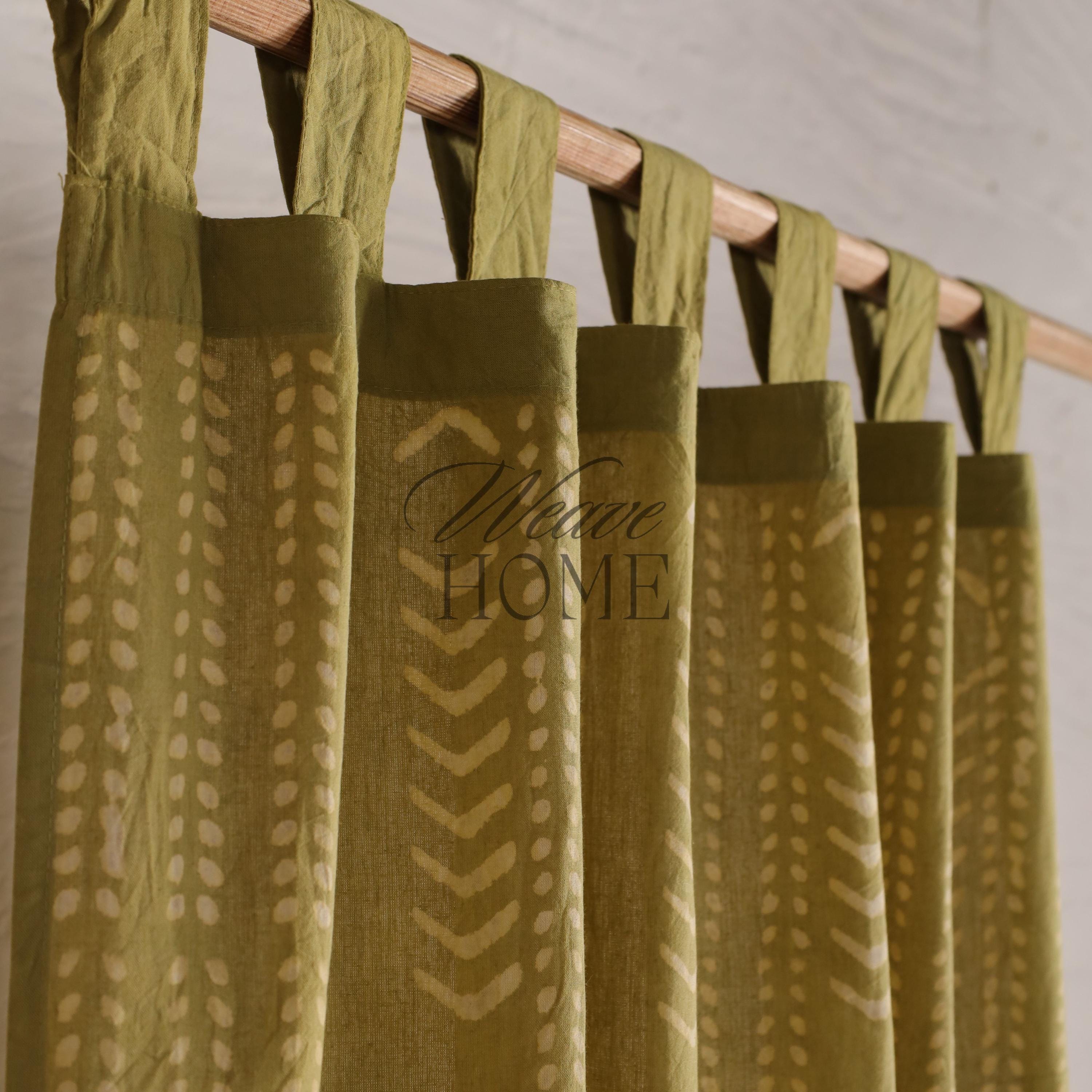 Handmade boho curtain block printed (2 panel) - Bedroom, Kitchen, Bathroom, Office Home Decorative Curtain