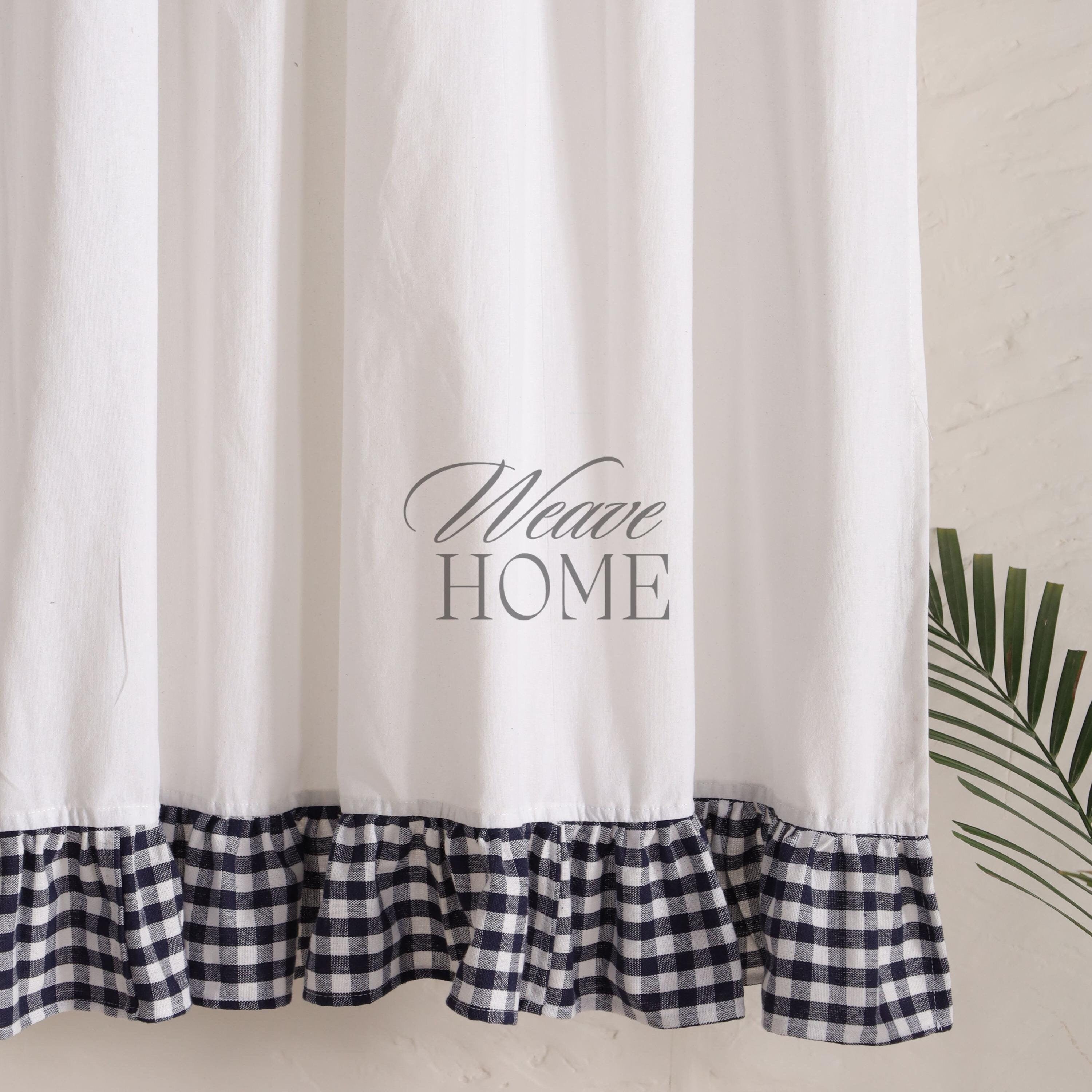 Multifunctional Linen curtains CHECK square drapes for Living Room Bedroom Heavy Soft Cabin- Door Curtains Valance (1 Panel)