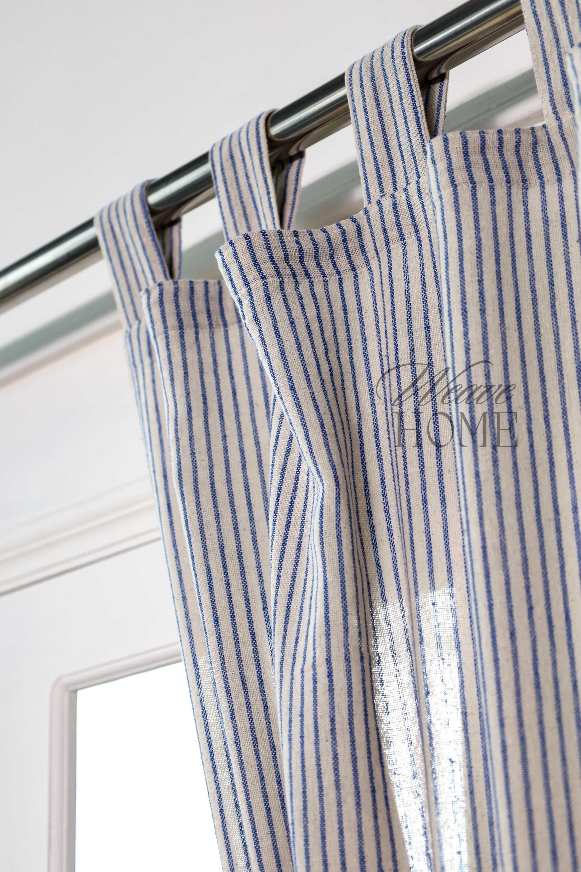 Spicy Stripe Bohemian Curtains and Drapes Gauze Linen Fabric, Decorate your House with Various Types of 3 Heading, Custom Sizes.